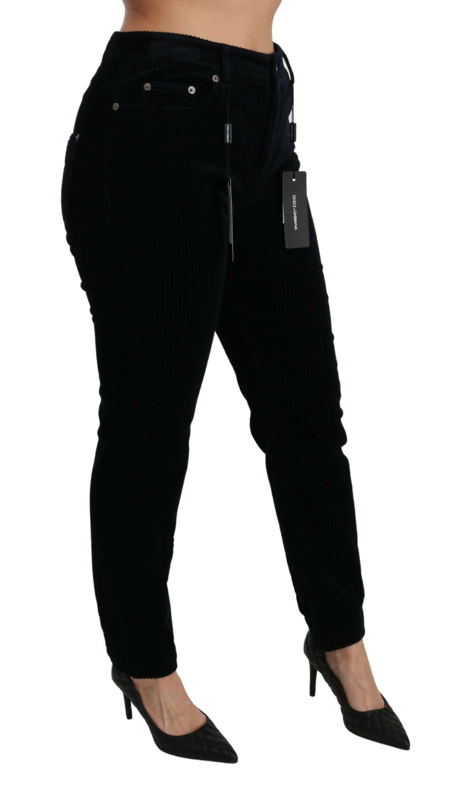 Dolce & Gabbana Blue Corduroy Mid Waist Skinny Pants Jeans -   -  Dolce & Gabbana.