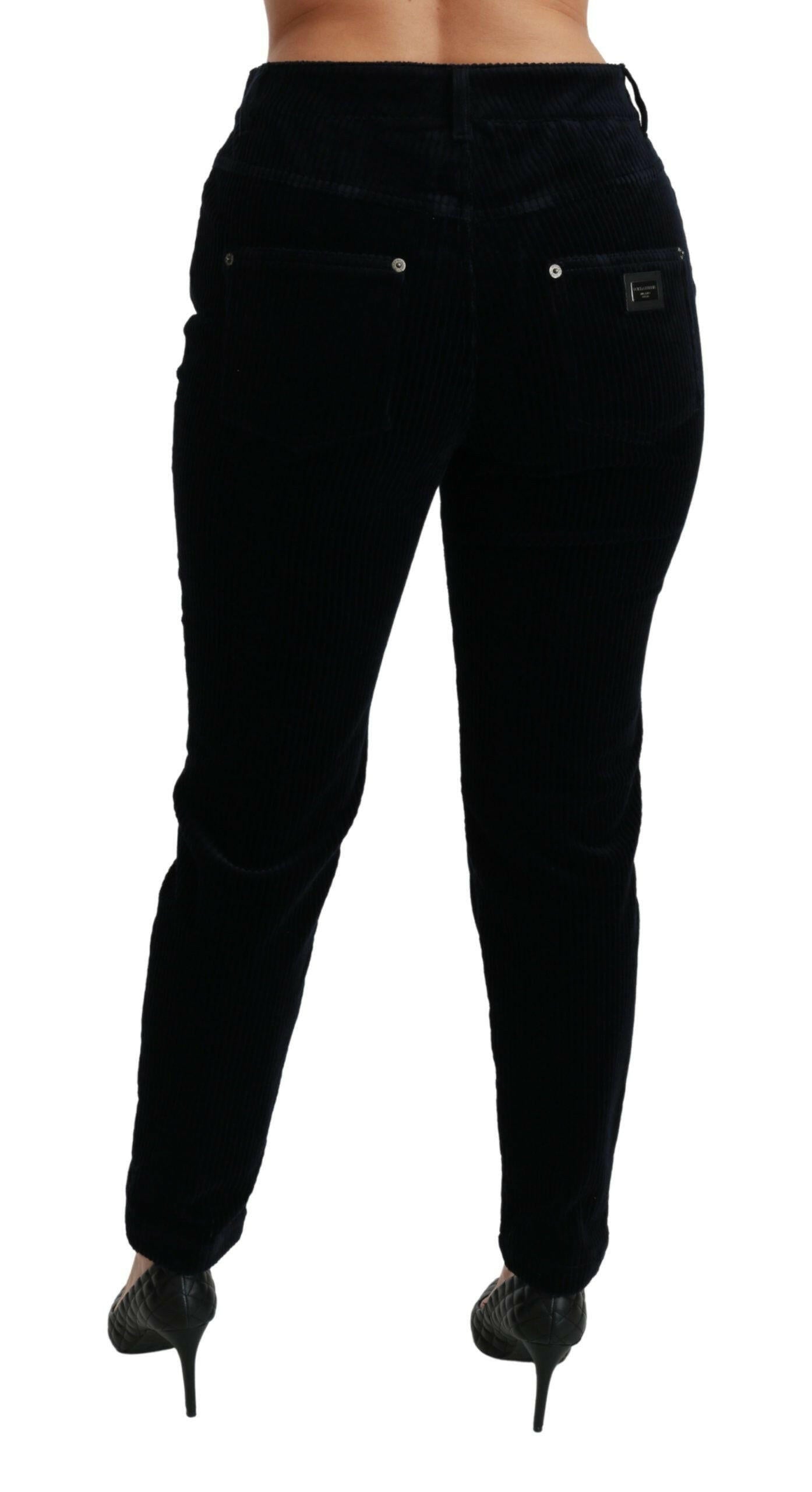 Dolce & Gabbana Blue Corduroy Mid Waist Skinny Pants Jeans -   -  Dolce & Gabbana.