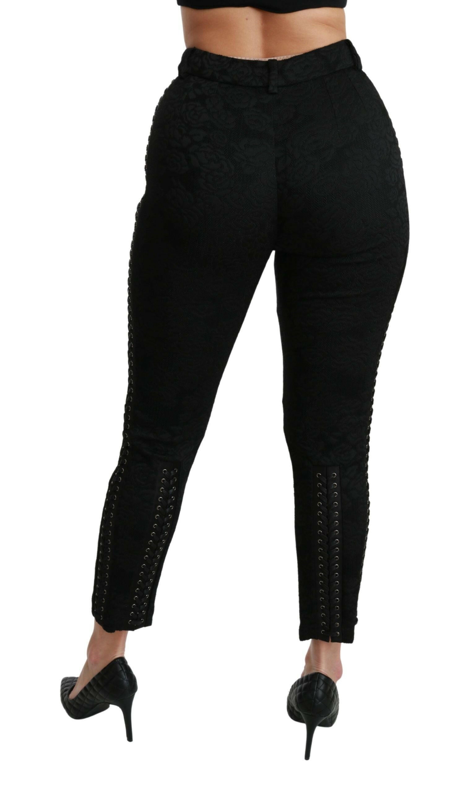 Dolce & Gabbana Black Brocade Skinny High Waist Pants -   -  Dolce & Gabbana.