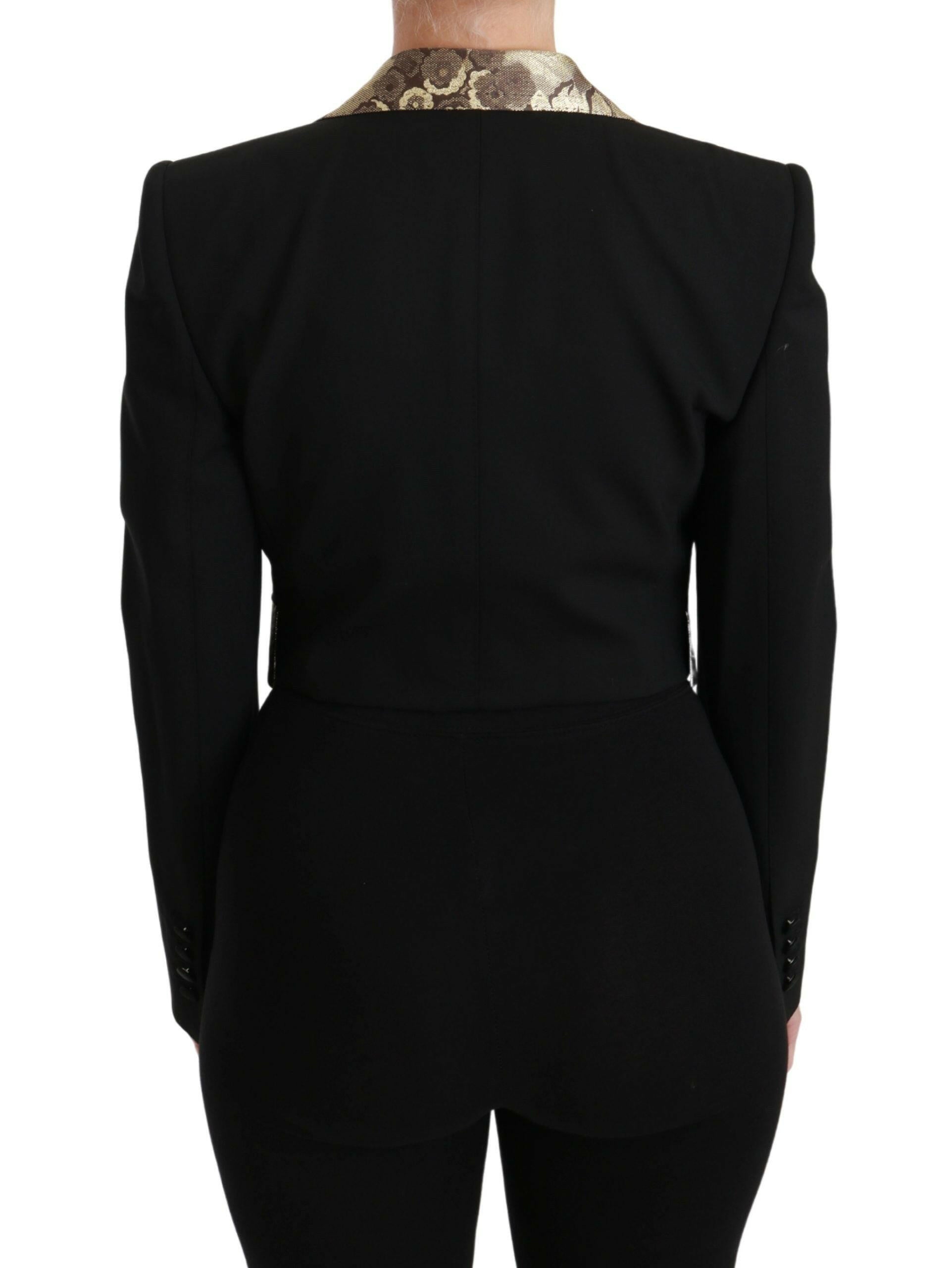 Dolce & Gabbana Black Jacquard Vest Blazer Coat Wool Jacket -   -  Dolce & Gabbana.