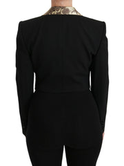 Dolce & Gabbana Black Jacquard Vest Blazer Coat Wool Jacket -   -  Dolce & Gabbana.