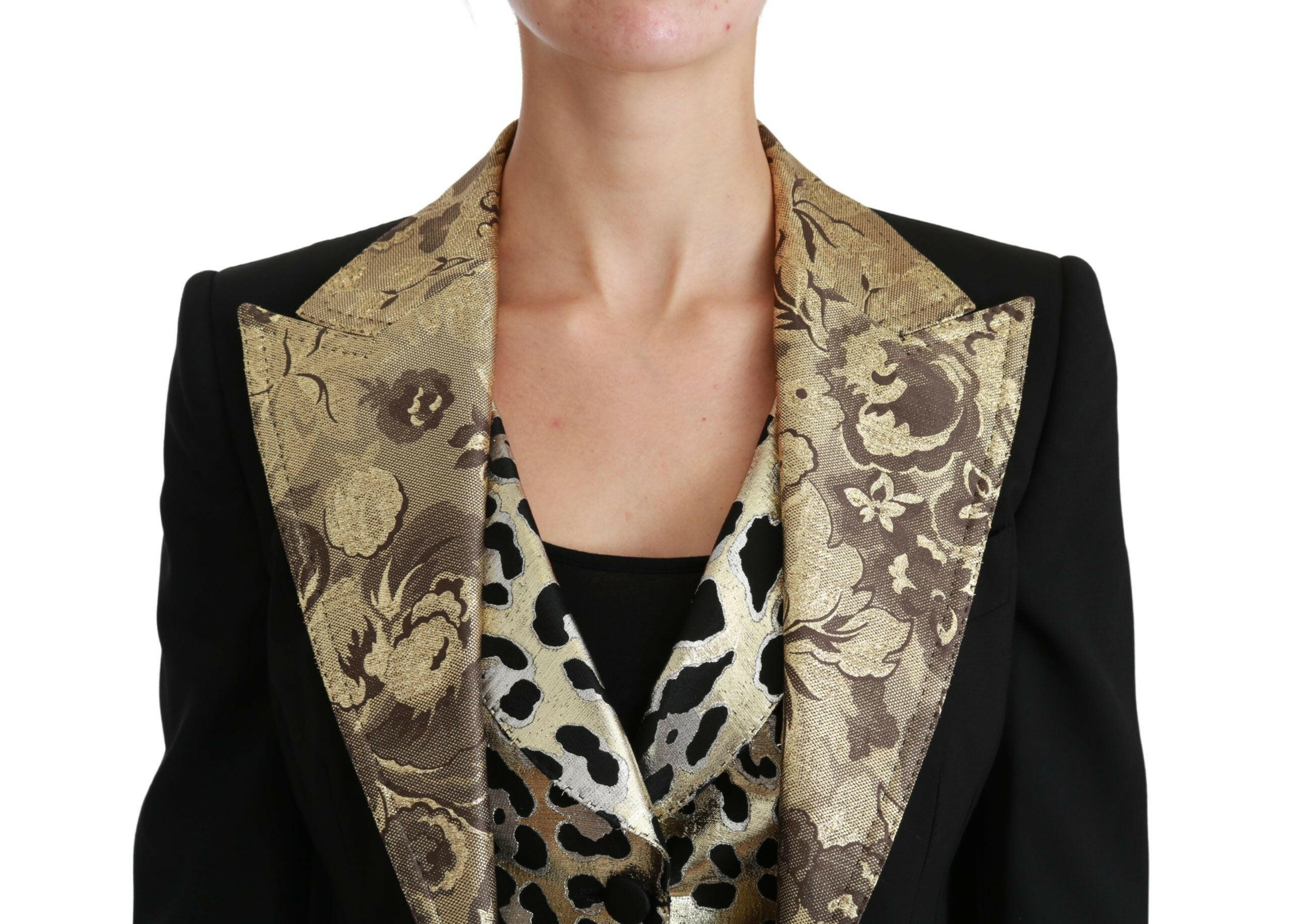 Dolce & Gabbana Black Jacquard Vest Blazer Coat Wool Jacket -   -  Dolce & Gabbana.