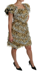 Dolce & Gabbana Silver Gold Sheath Mini Shift Gown Dress -   -  Dolce & Gabbana.
