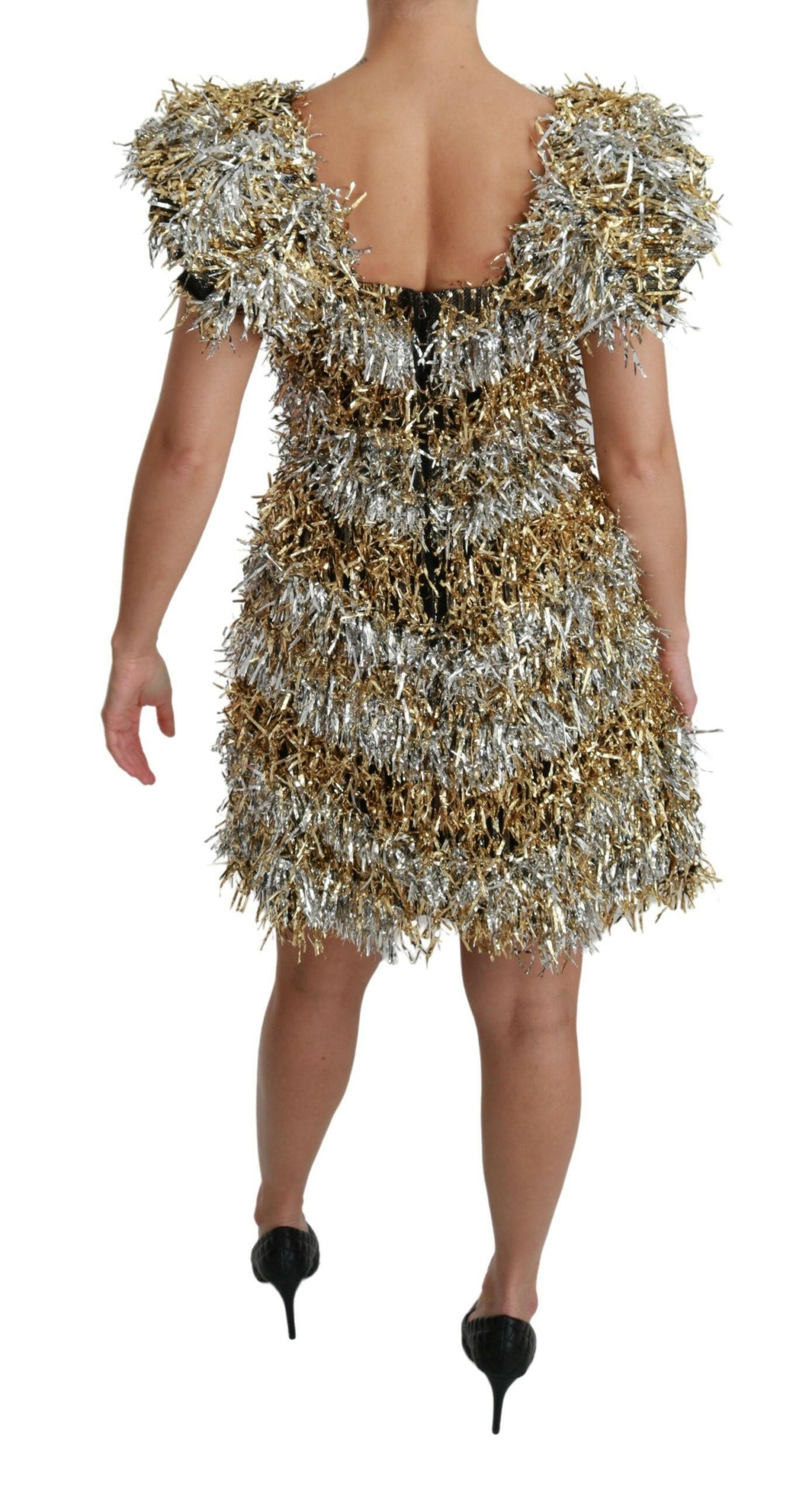 Dolce & Gabbana Silver Gold Sheath Mini Shift Gown Dress -   -  Dolce & Gabbana.