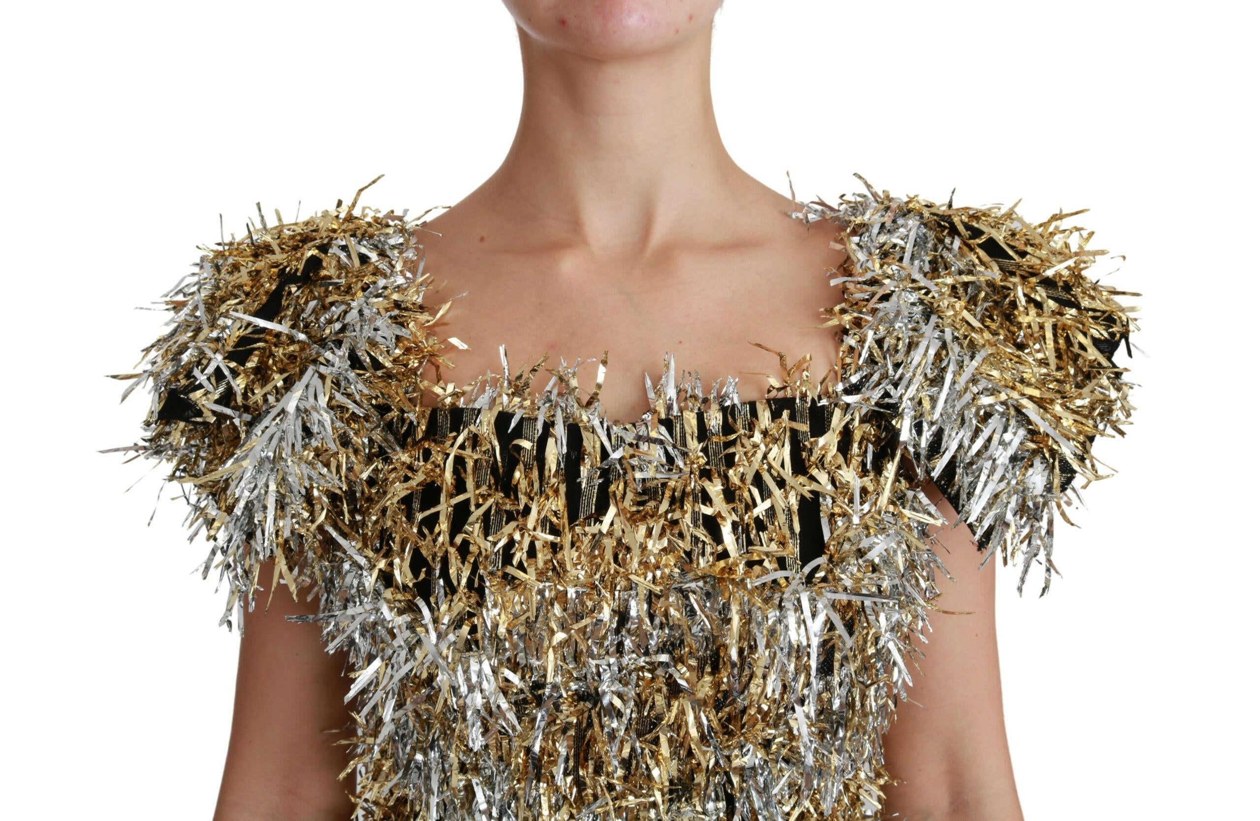 Dolce & Gabbana Silver Gold Sheath Mini Shift Gown Dress -   -  Dolce & Gabbana.