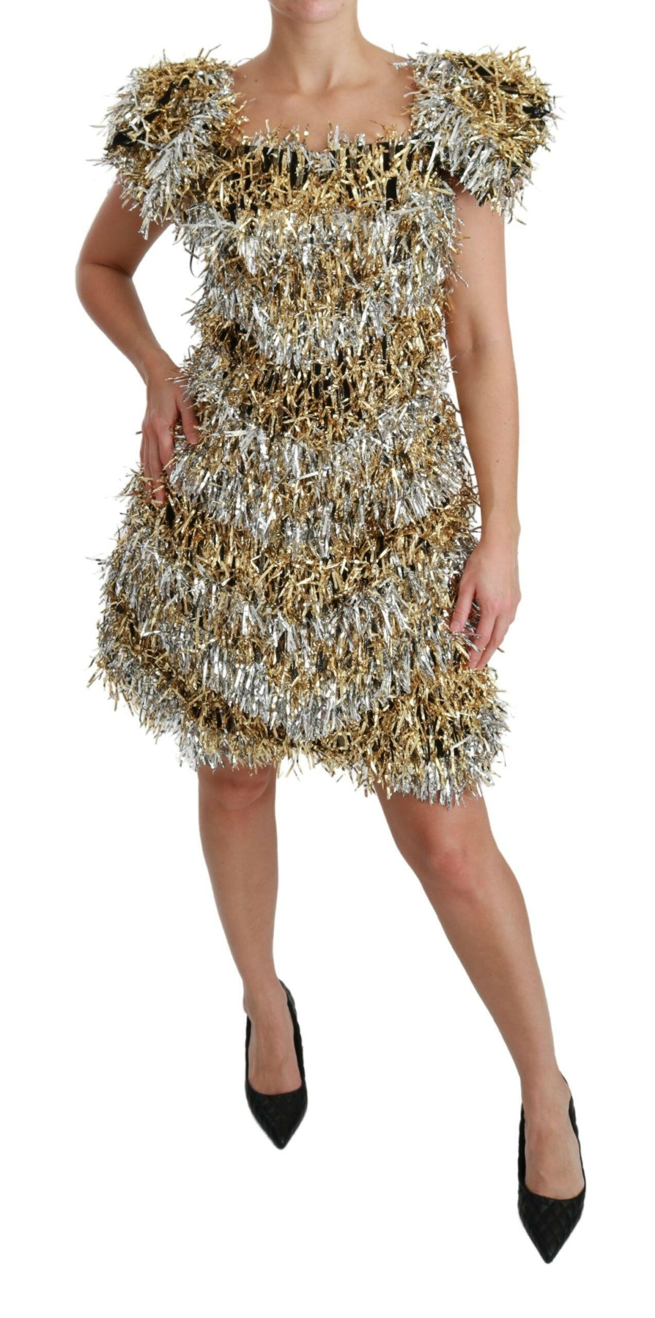 Dolce & Gabbana Silver Gold Sheath Mini Shift Gown Dress -   -  Dolce & Gabbana.