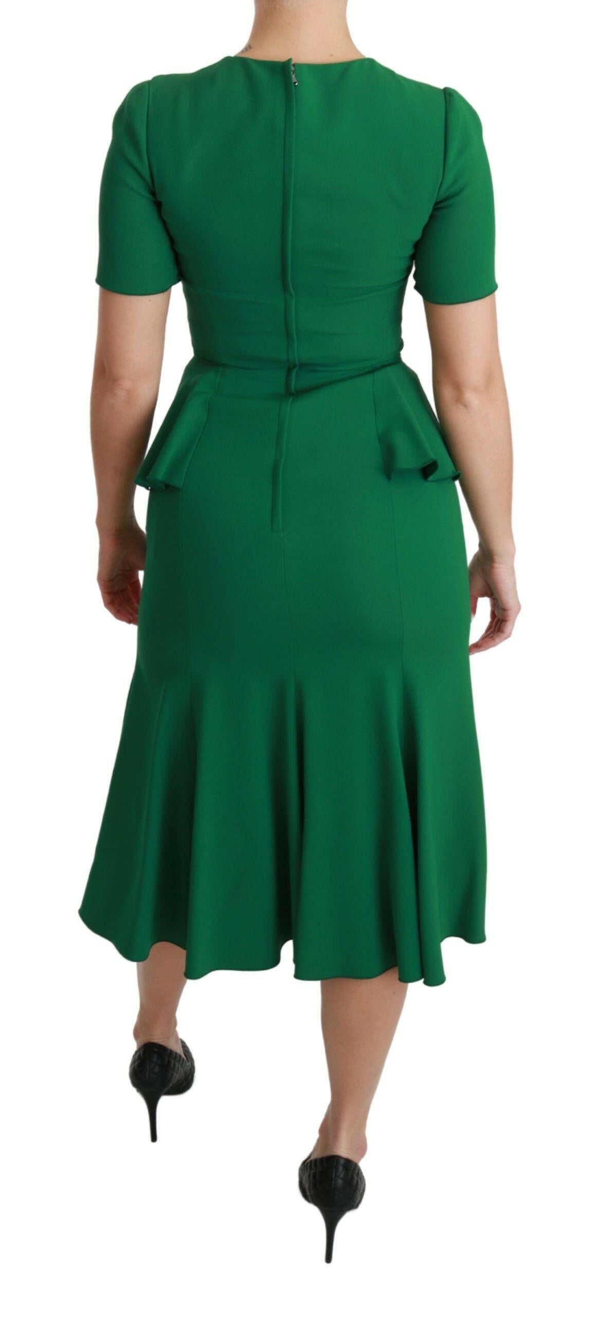 Dolce & Gabbana Green Heart Patch Mermaid Midi Viscose Dress -   -  Dolce & Gabbana.