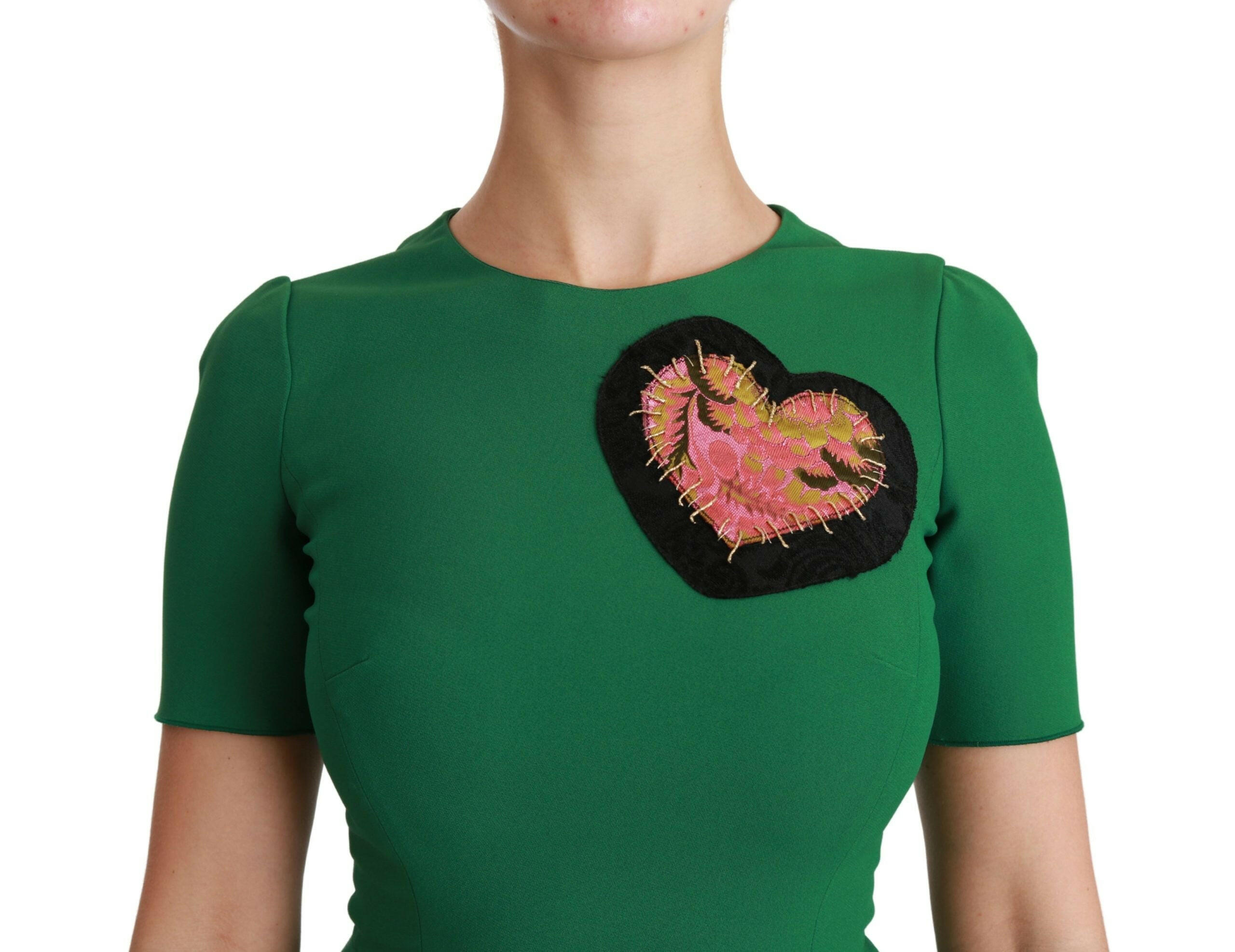 Dolce & Gabbana Green Heart Patch Mermaid Midi Viscose Dress -   -  Dolce & Gabbana.