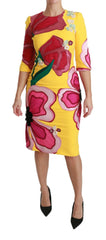 Dolce & Gabbana Yellow Floral Crystal Bodycon Sheath Dress -   -  Dolce & Gabbana.