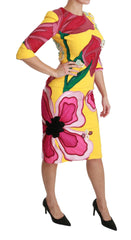 Dolce & Gabbana Yellow Floral Crystal Bodycon Sheath Dress -   -  Dolce & Gabbana.