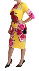 Dolce & Gabbana Yellow Floral Crystal Bodycon Sheath Dress -   -  Dolce & Gabbana.
