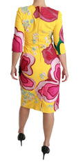 Dolce & Gabbana Yellow Floral Crystal Bodycon Sheath Dress -   -  Dolce & Gabbana.