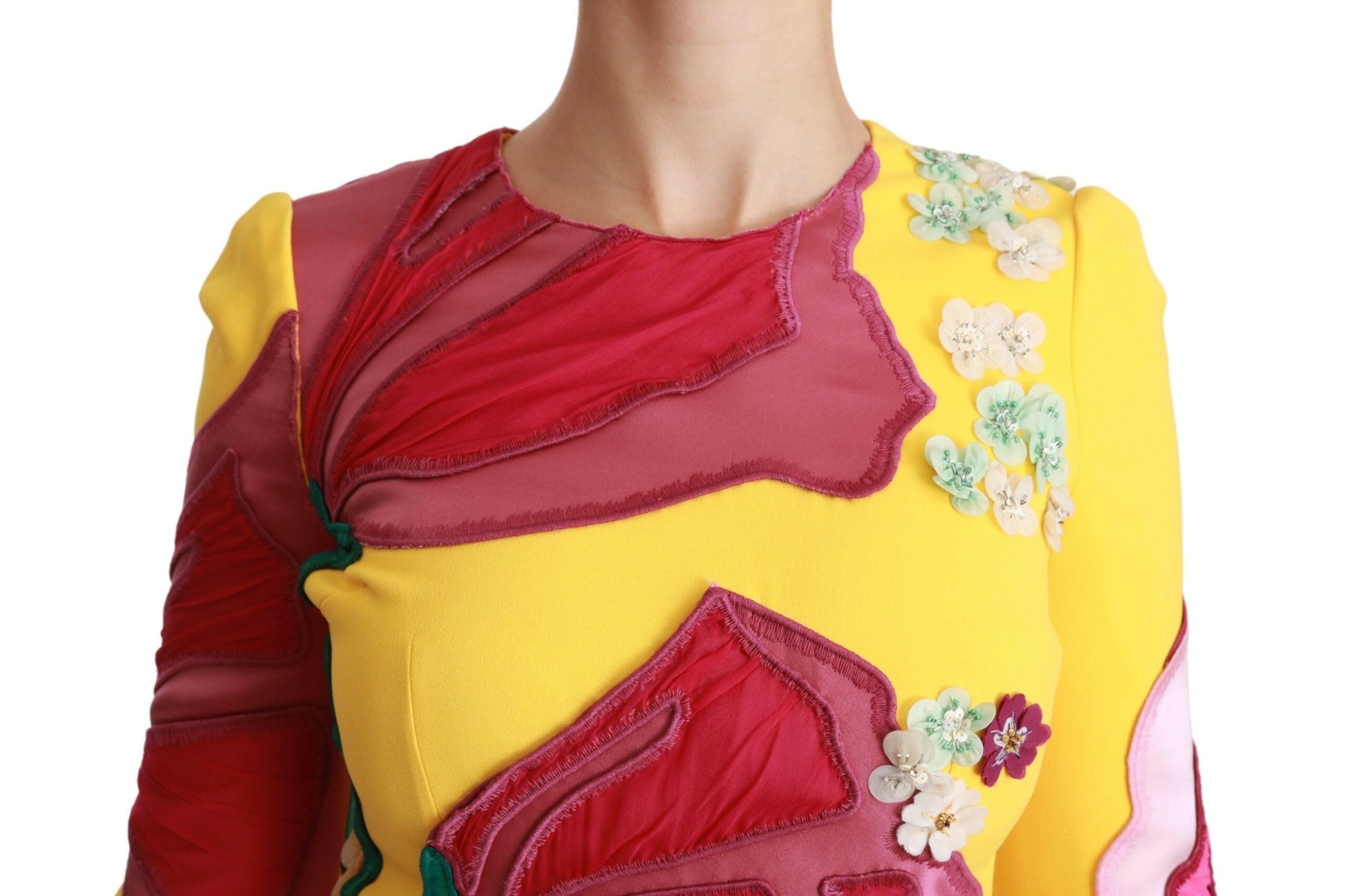 Dolce & Gabbana Yellow Floral Crystal Bodycon Sheath Dress -   -  Dolce & Gabbana.