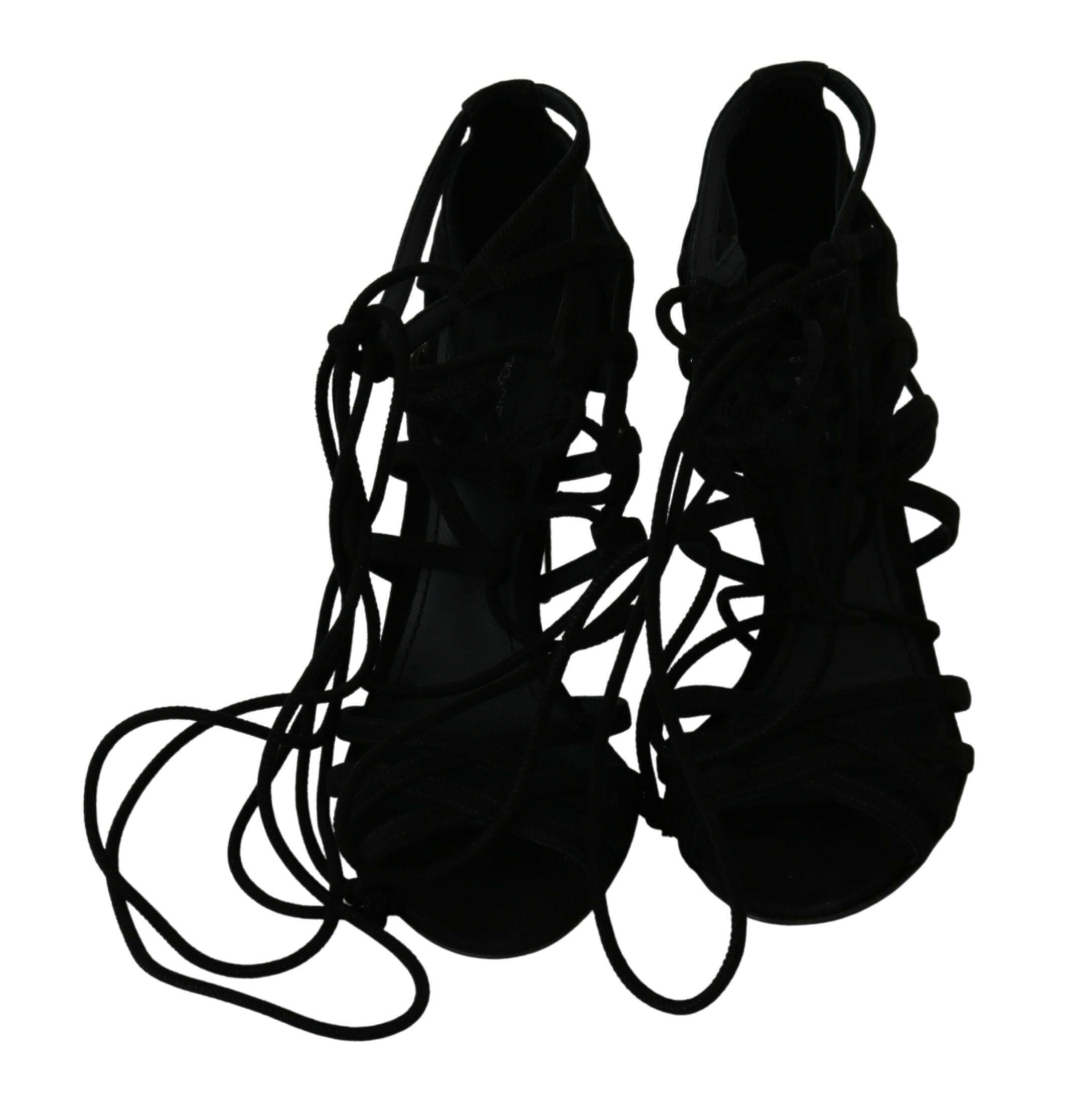 Dolce & Gabbana Black Suede Strap Stilettos Shoes Sandals -   -  Dolce & Gabbana.