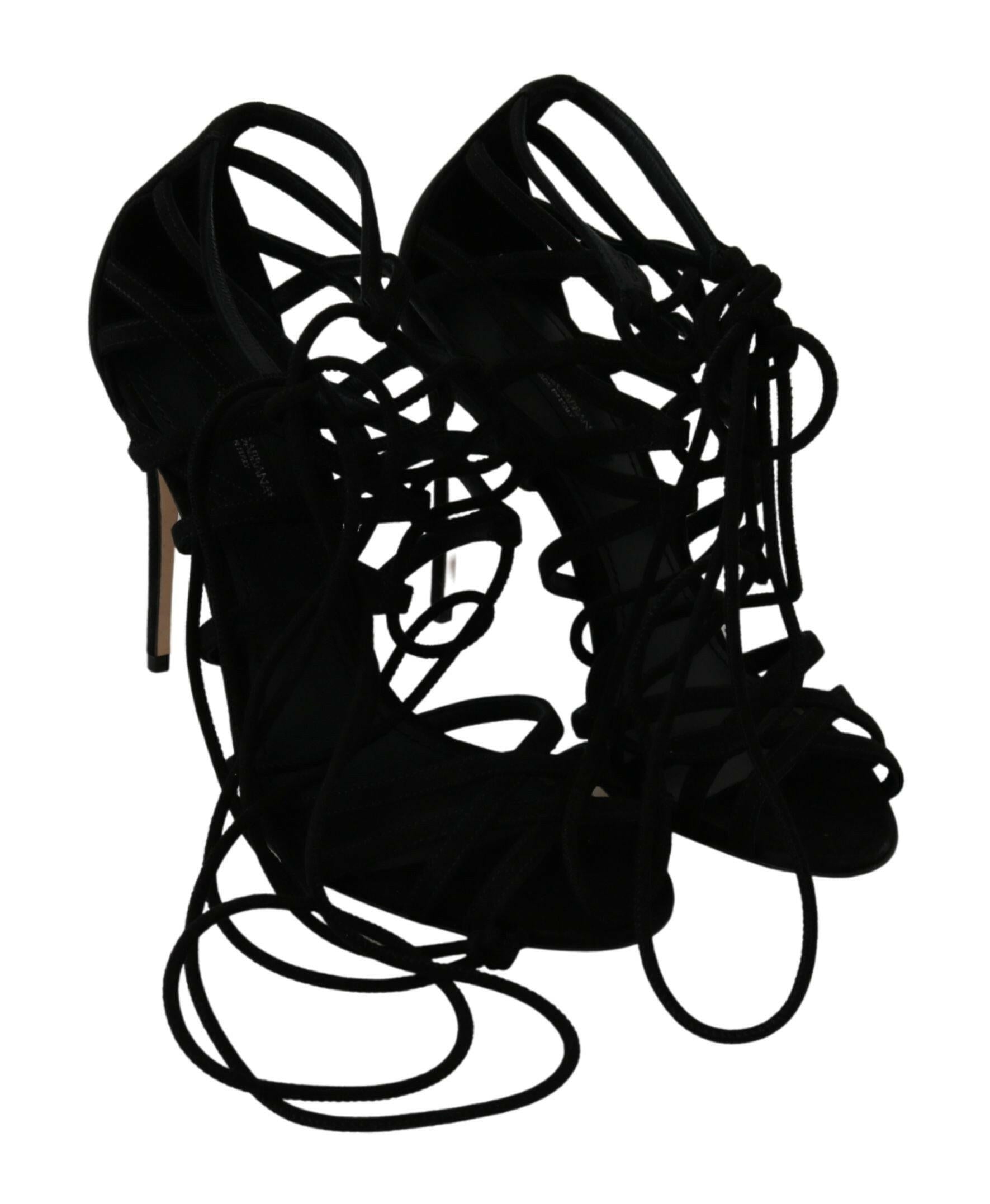 Dolce & Gabbana Black Suede Strap Stilettos Shoes Sandals -   -  Dolce & Gabbana.