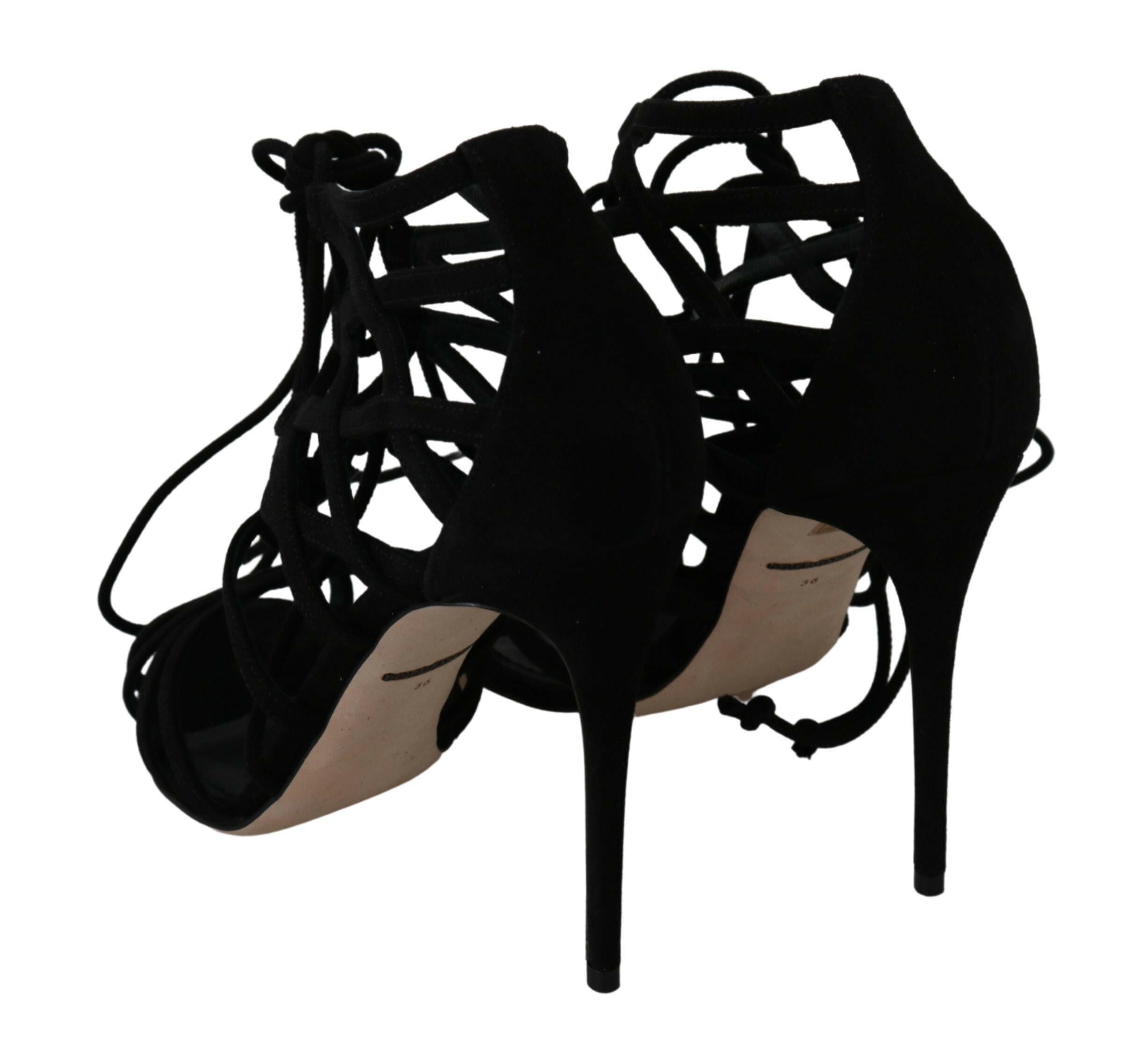 Dolce & Gabbana Black Suede Strap Stilettos Shoes Sandals -   -  Dolce & Gabbana.