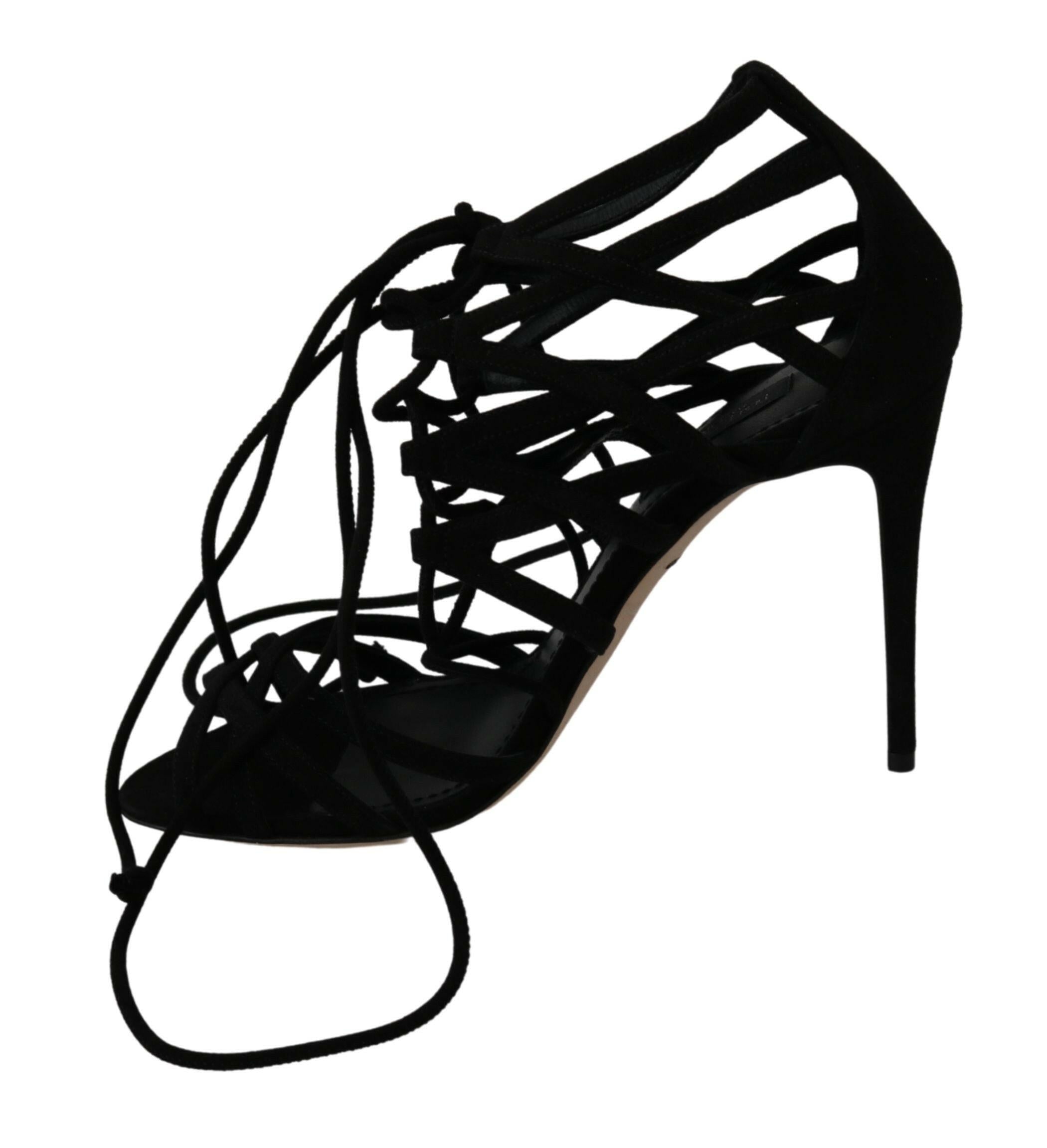 Dolce & Gabbana Black Suede Strap Stilettos Shoes Sandals -   -  Dolce & Gabbana.