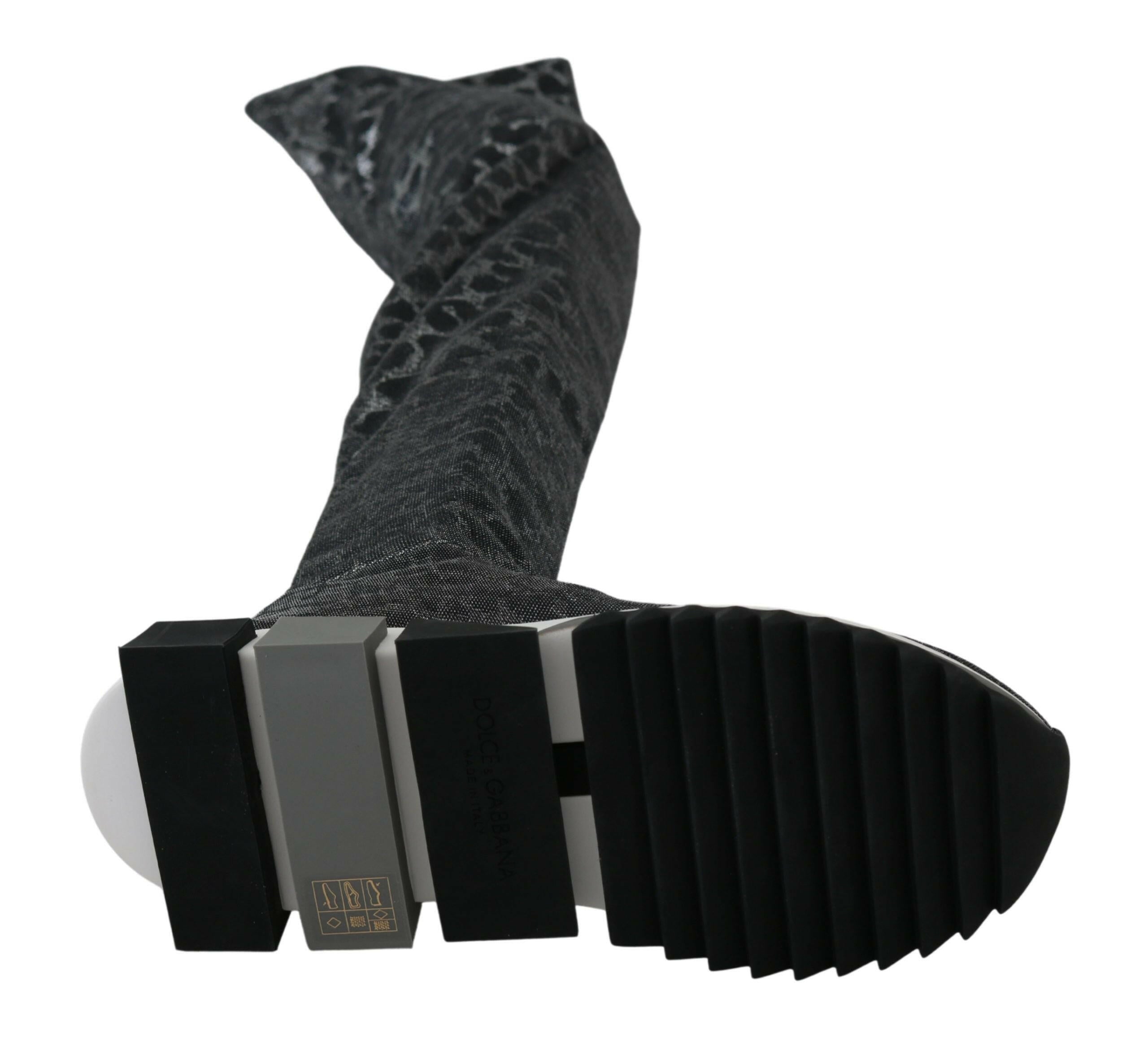 Dolce & Gabbana Gray Leopard High Top Sneakers Booties Shoes -   -  Dolce & Gabbana.