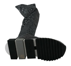 Dolce & Gabbana Gray Leopard High Top Sneakers Booties Shoes -   -  Dolce & Gabbana.