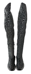 Dolce & Gabbana Gray Leopard High Top Sneakers Booties Shoes -   -  Dolce & Gabbana.