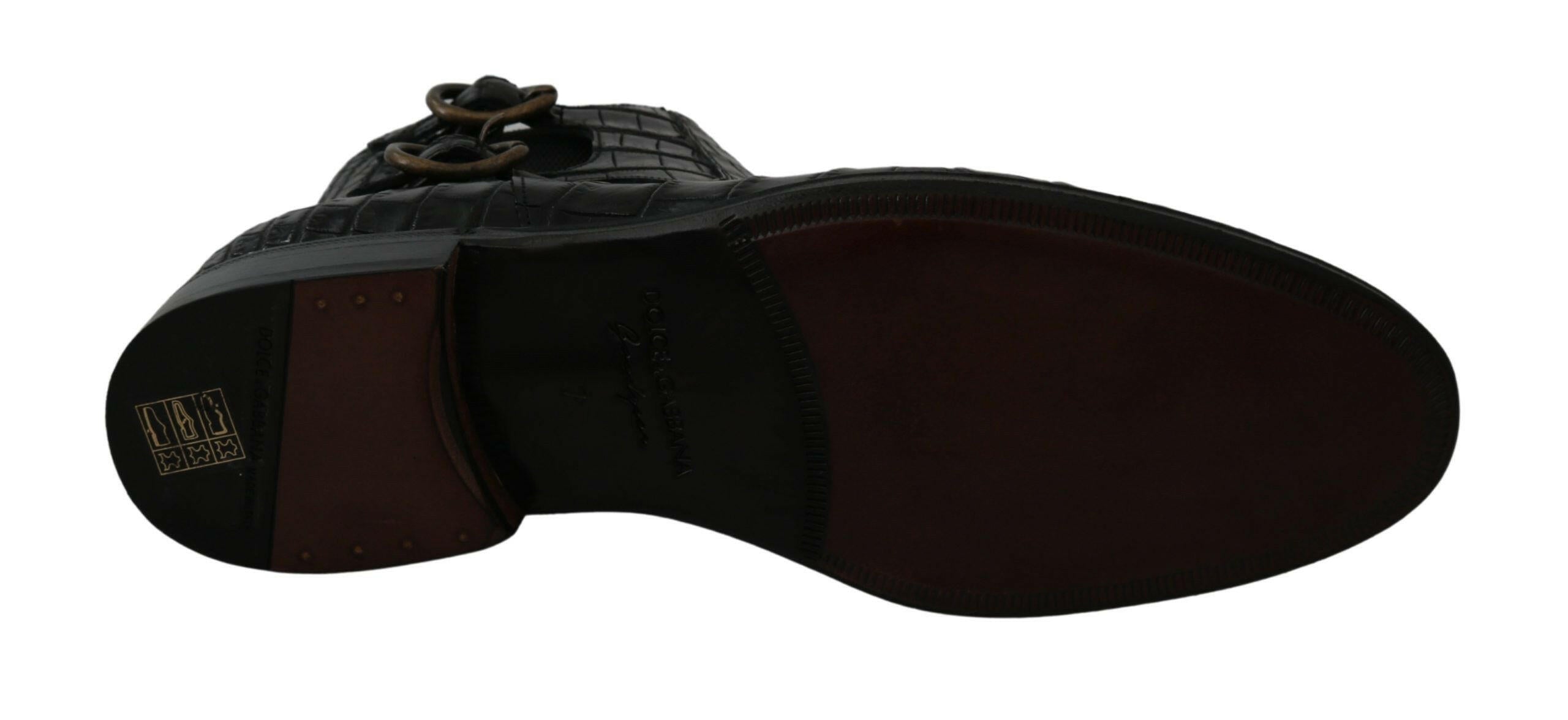 Dolce & Gabbana Black Crocodile Leather Derby Boots Shoes -   -  Dolce & Gabbana.