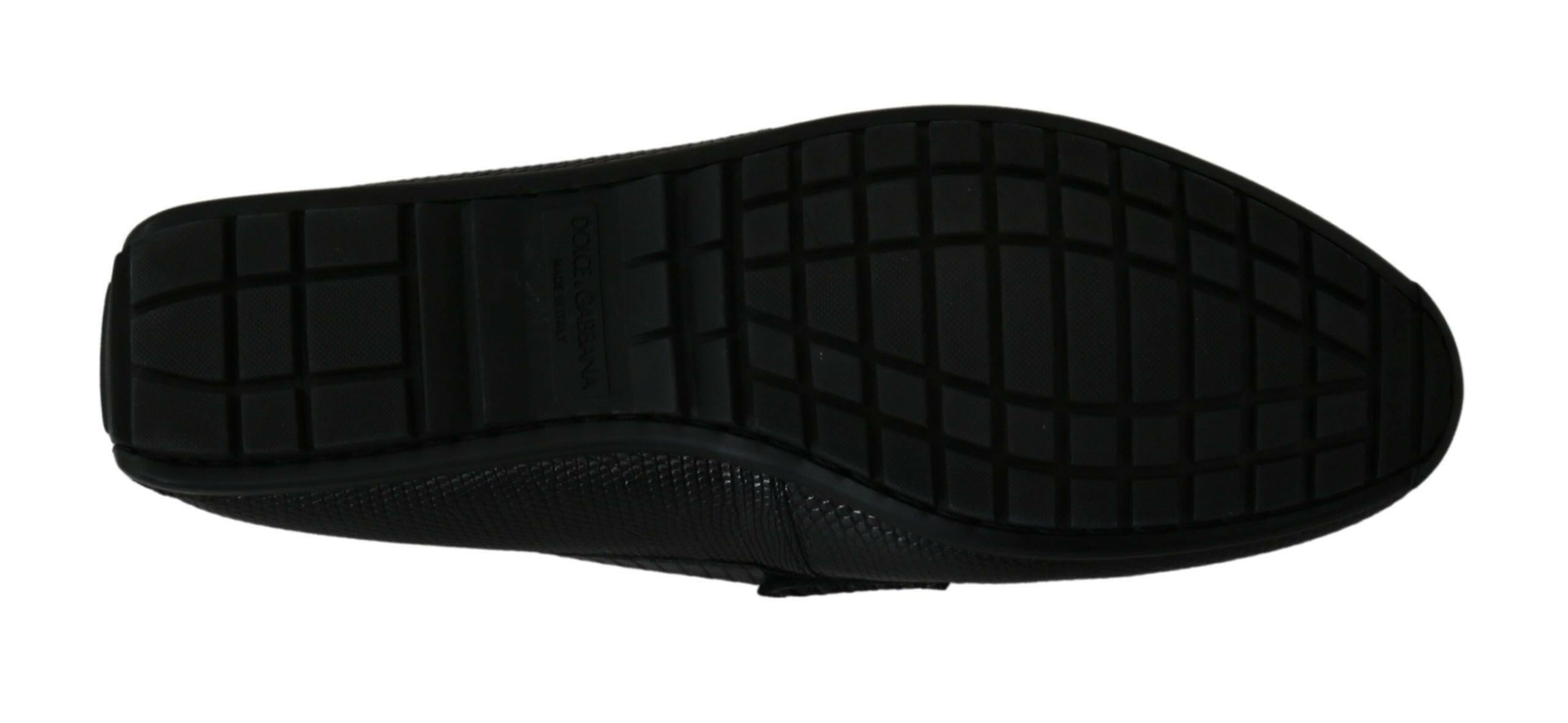 Dolce & Gabbana Black Lizard Leather Flat Loafers Shoes -   -  Dolce & Gabbana.
