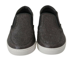 Dolce & Gabbana Gray Leather Flat Caiman Mens Loafers Shoes -   -  Dolce & Gabbana.