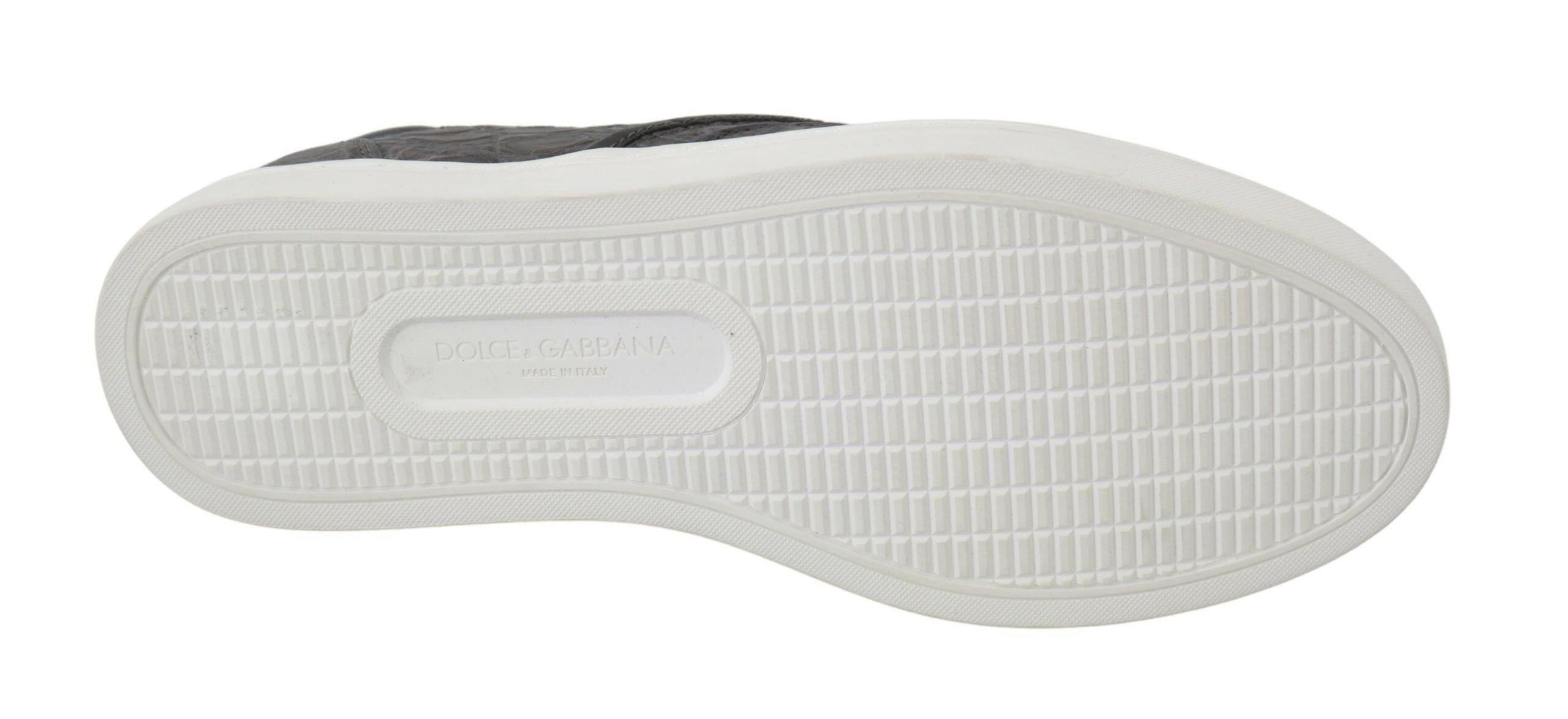 Dolce & Gabbana Gray Leather Flat Caiman Mens Loafers Shoes -   -  Dolce & Gabbana.