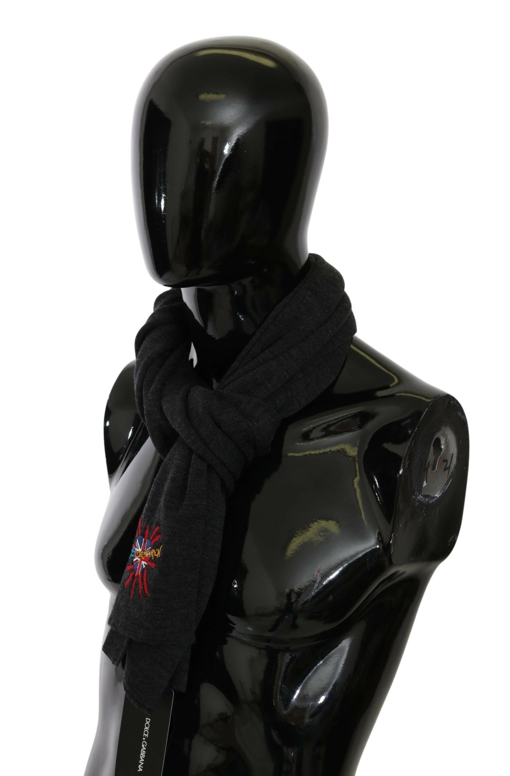 Dolce & Gabbana Gray #DGLovesLondon Wool Wrap Wool Scarf -   -  Dolce & Gabbana.