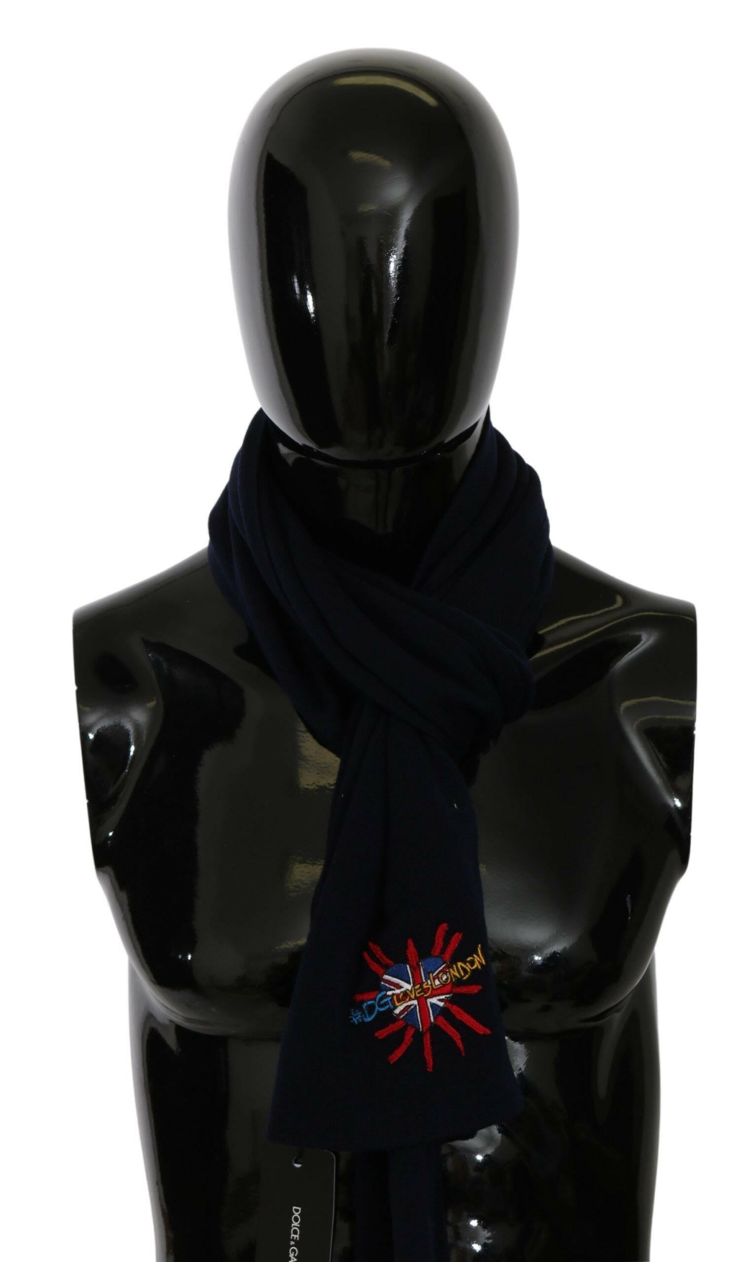 Dolce & Gabbana Blue #DGLovesLondon Wrap Shawl Wool Scarf -   -  Dolce & Gabbana.