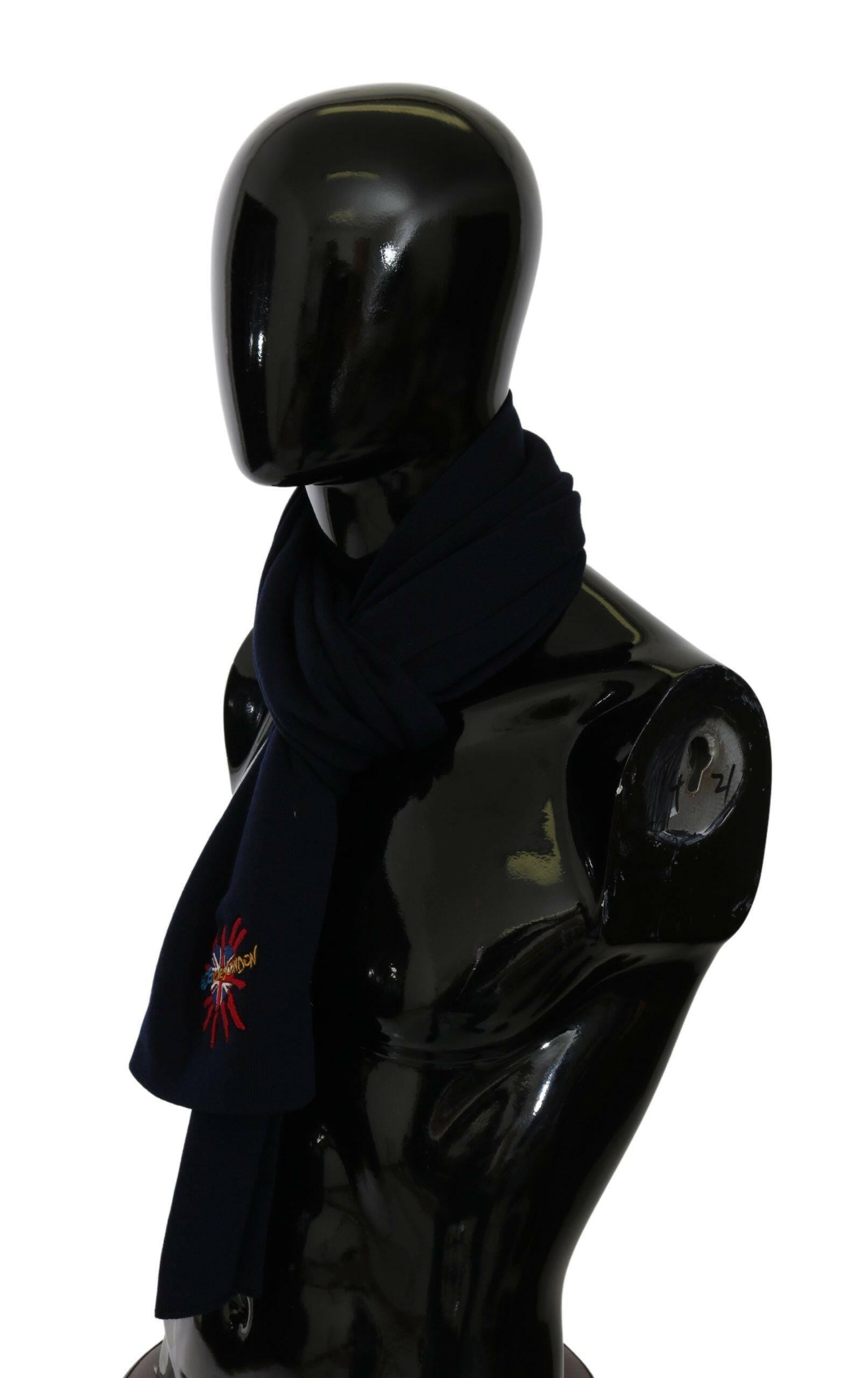 Dolce & Gabbana Blue #DGLovesLondon Wrap Shawl Wool Scarf -   -  Dolce & Gabbana.