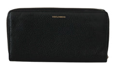 Dolce & Gabbana Black Mens Zipper Continental Purse 100% Leather Wallet -   -  Dolce & Gabbana.