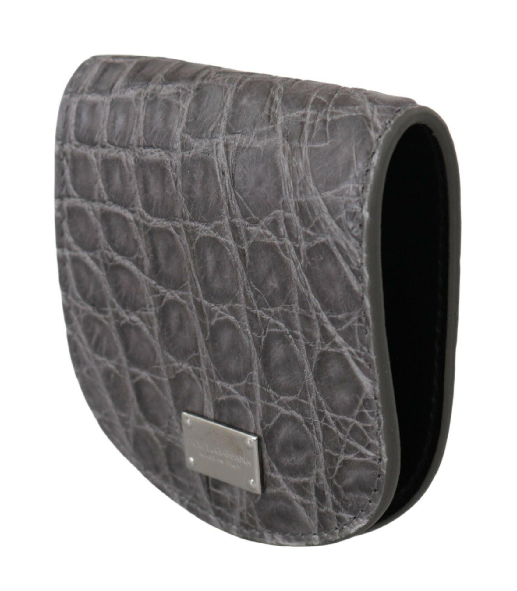 Dolce & Gabbana Gray Exotic Skin Condom Case Holder Pocket Wallet -  Leather Accessory for Men -  Dolce & Gabbana.