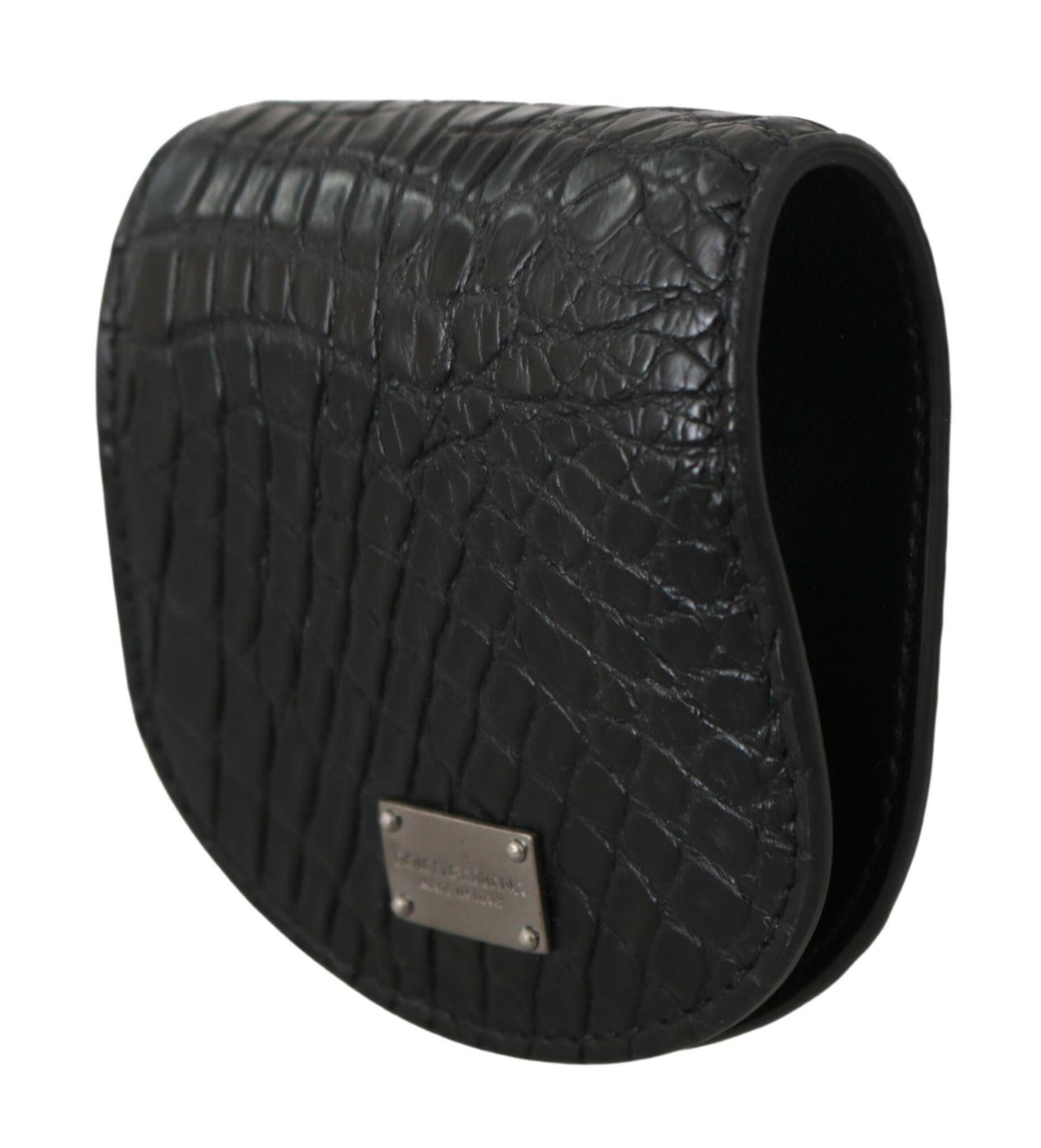 Dolce & Gabbana Black Exotic Skin Pocket Condom Case Holder -  Leather Accessory for Men -  Dolce & Gabbana.