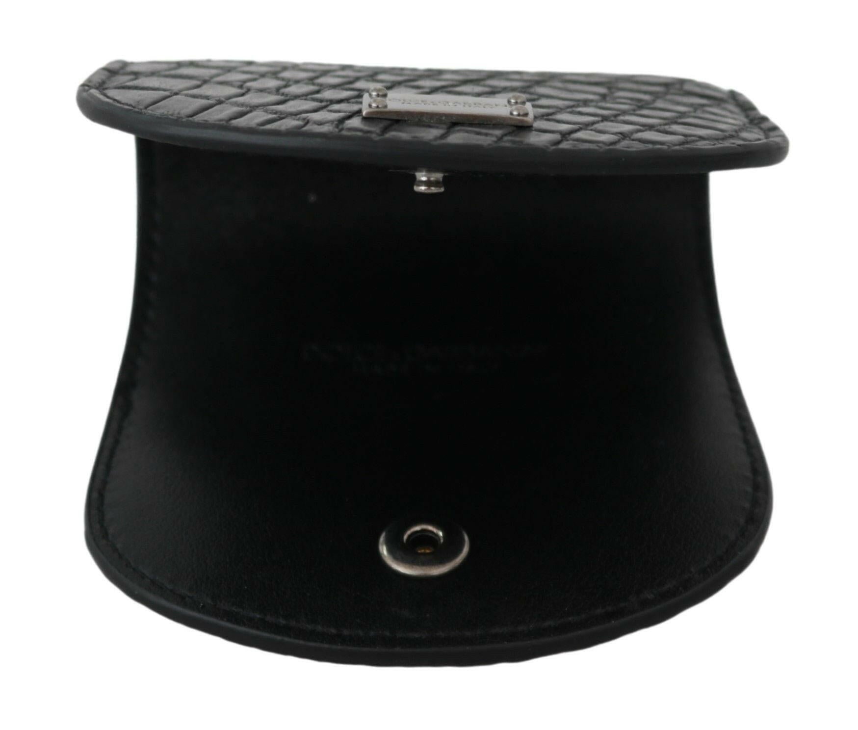 Dolce & Gabbana Black Exotic Skin Pocket Condom Case Holder -  Leather Accessory for Men -  Dolce & Gabbana.