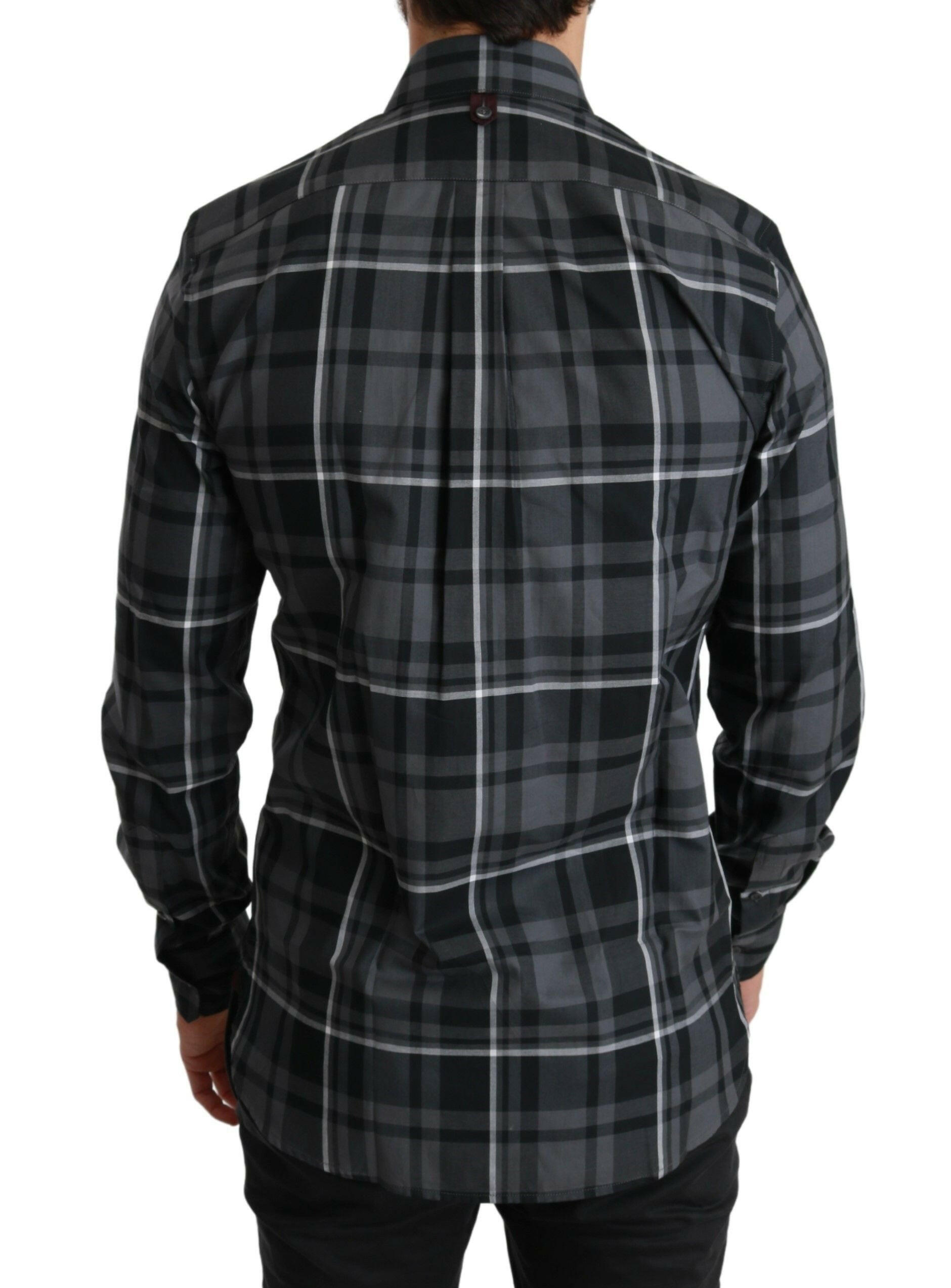 Dolce & Gabbana Gray Checkered Heart Collar MARTINI Shirt -   -  Dolce & Gabbana.