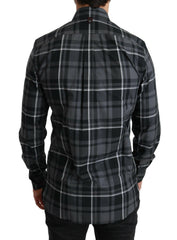 Dolce & Gabbana Gray Checkered Heart Collar MARTINI Shirt -   -  Dolce & Gabbana.