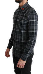 Dolce & Gabbana Gray Checkered Heart Collar MARTINI Shirt -   -  Dolce & Gabbana.