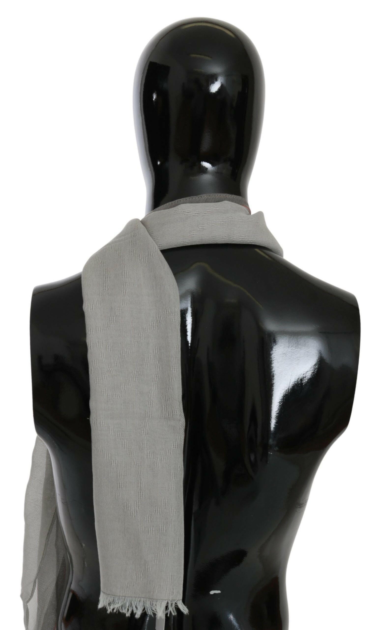 Costume National Gray Fringe Neck Wrap Cotton Scarf -   -  Costume National.