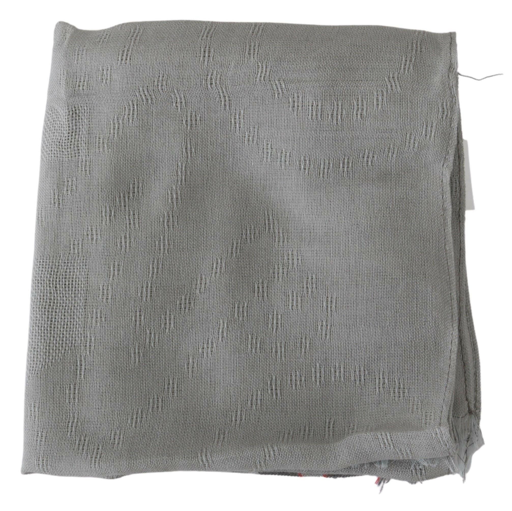 Costume National Gray Fringe Neck Wrap Cotton Scarf -   -  Costume National.