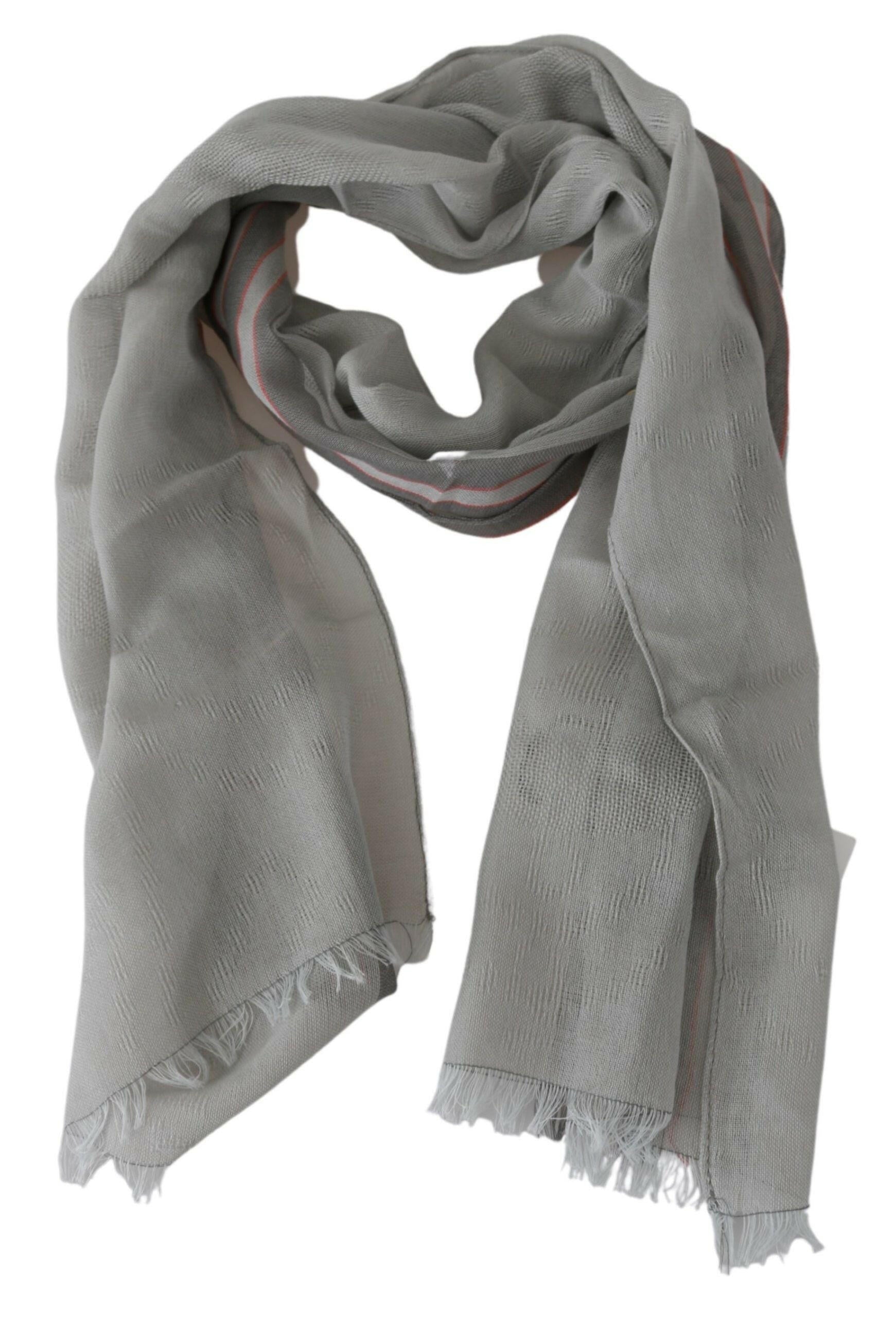 Costume National Gray Fringe Neck Wrap Cotton Scarf -   -  Costume National.