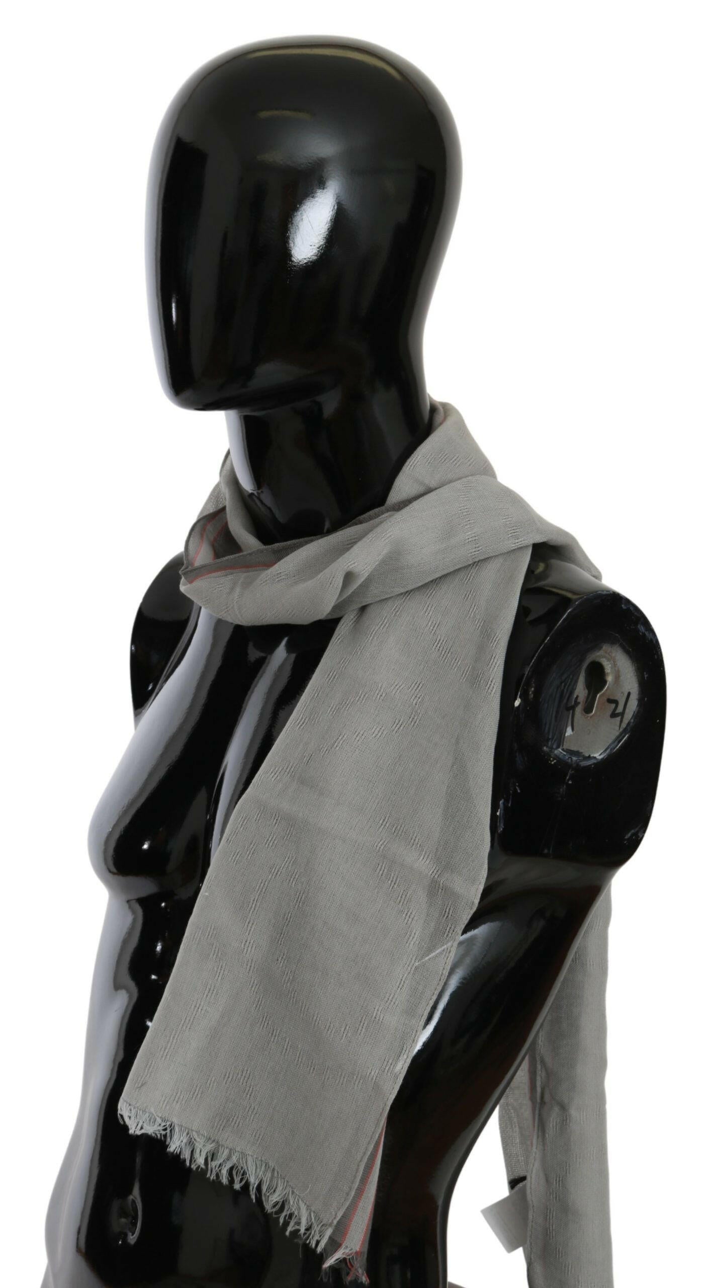 Costume National Gray Fringe Neck Wrap Cotton Scarf -   -  Costume National.