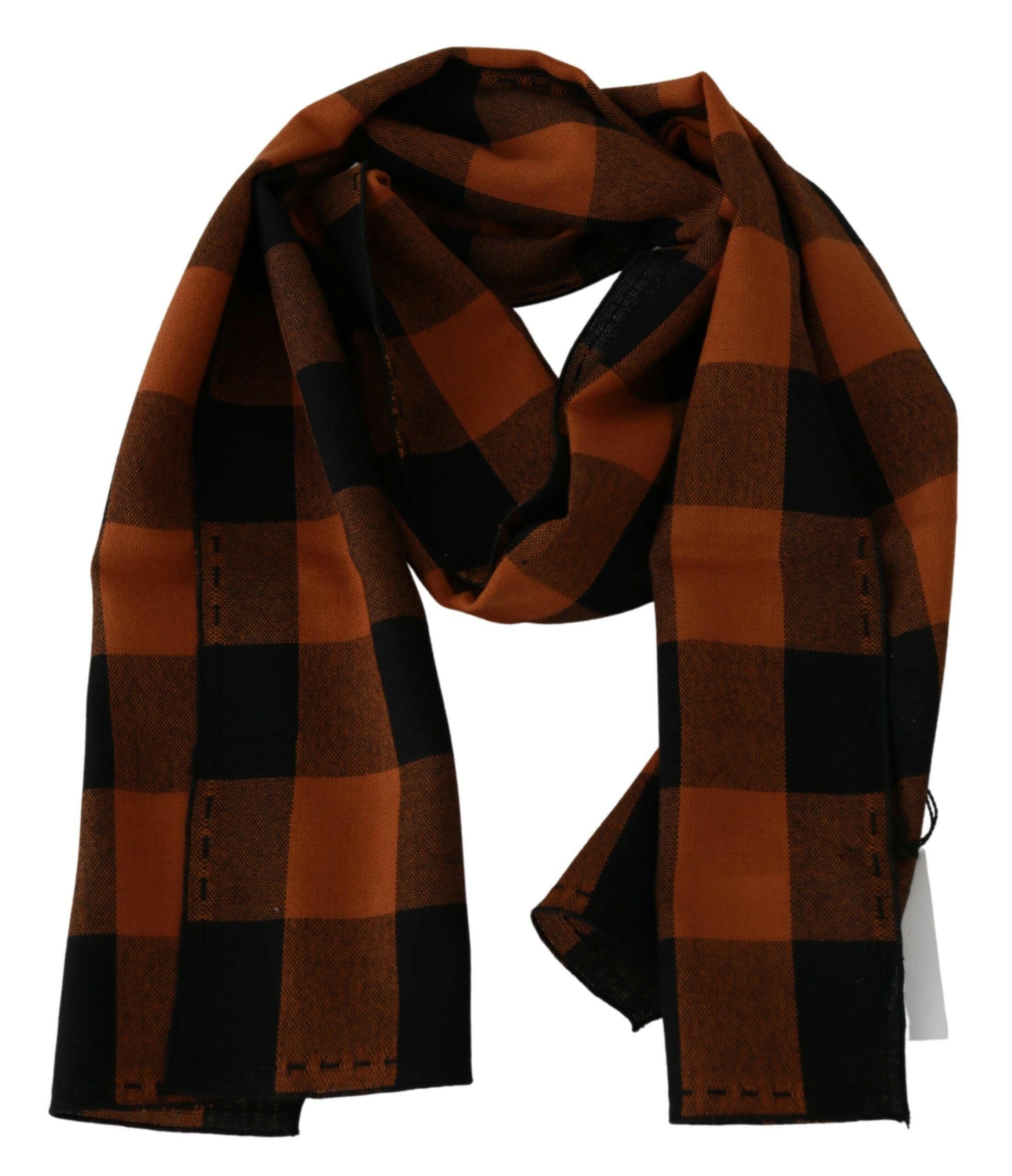 Costume National Orange Check Neck Wrap Shawl Scarf -   -  Costume National.
