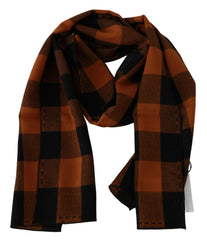 Costume National Orange Check Neck Wrap Shawl Scarf -   -  Costume National.