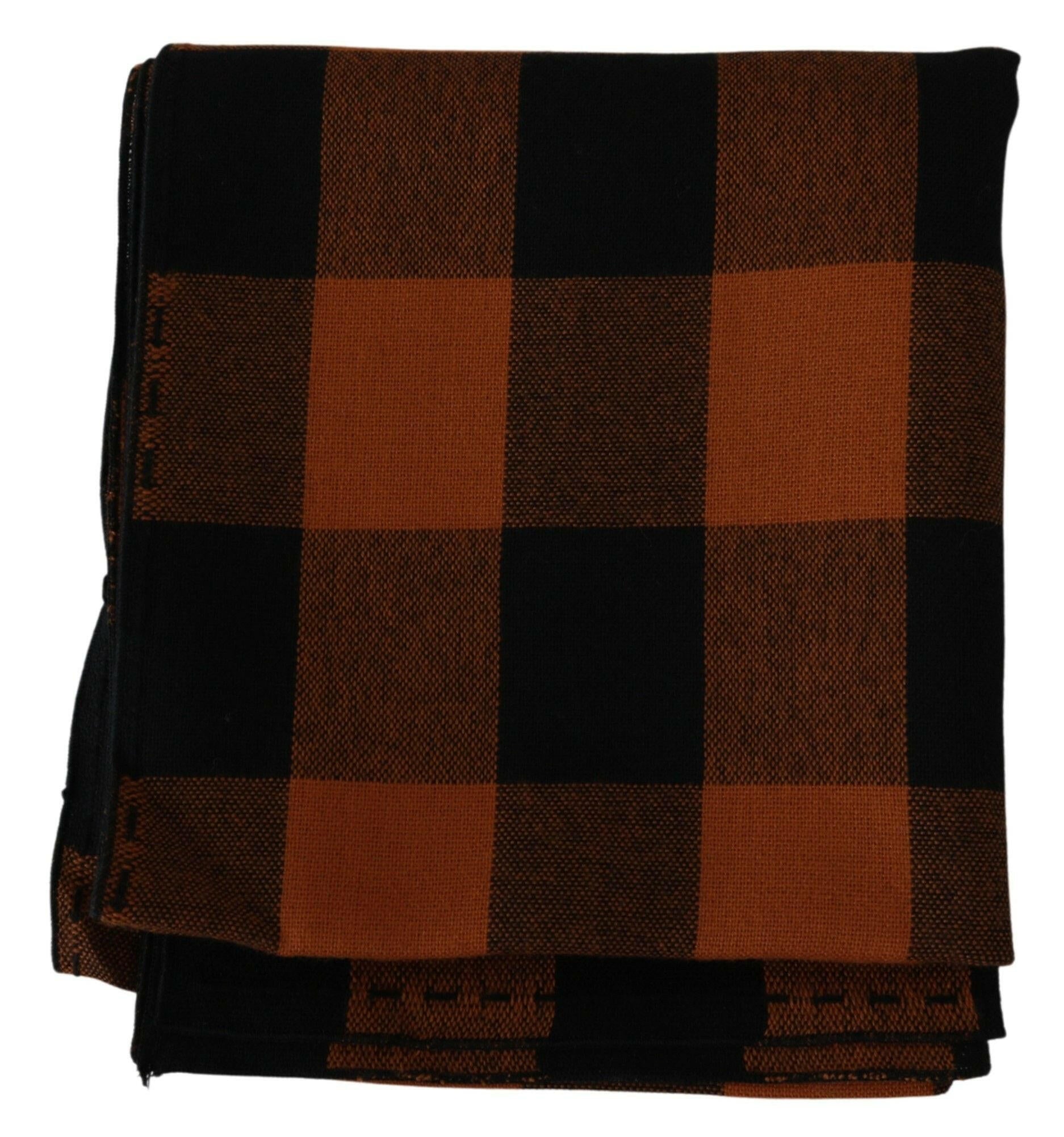 Costume National Orange Check Neck Wrap Shawl Scarf -   -  Costume National.