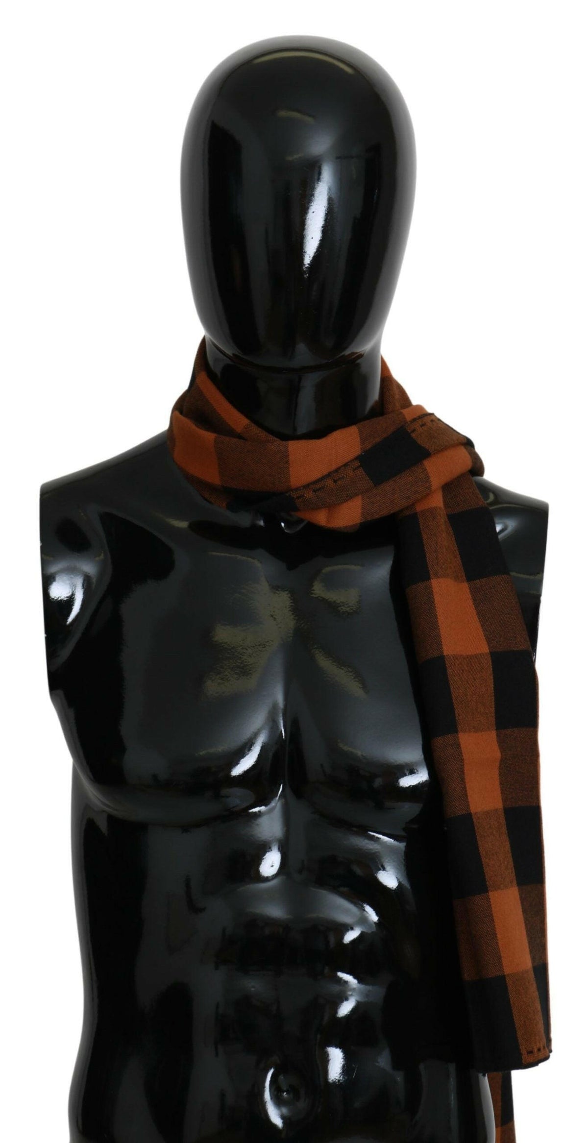 Costume National Orange Check Neck Wrap Shawl Scarf -   -  Costume National.