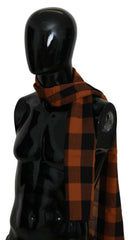 Costume National Orange Check Neck Wrap Shawl Scarf -   -  Costume National.