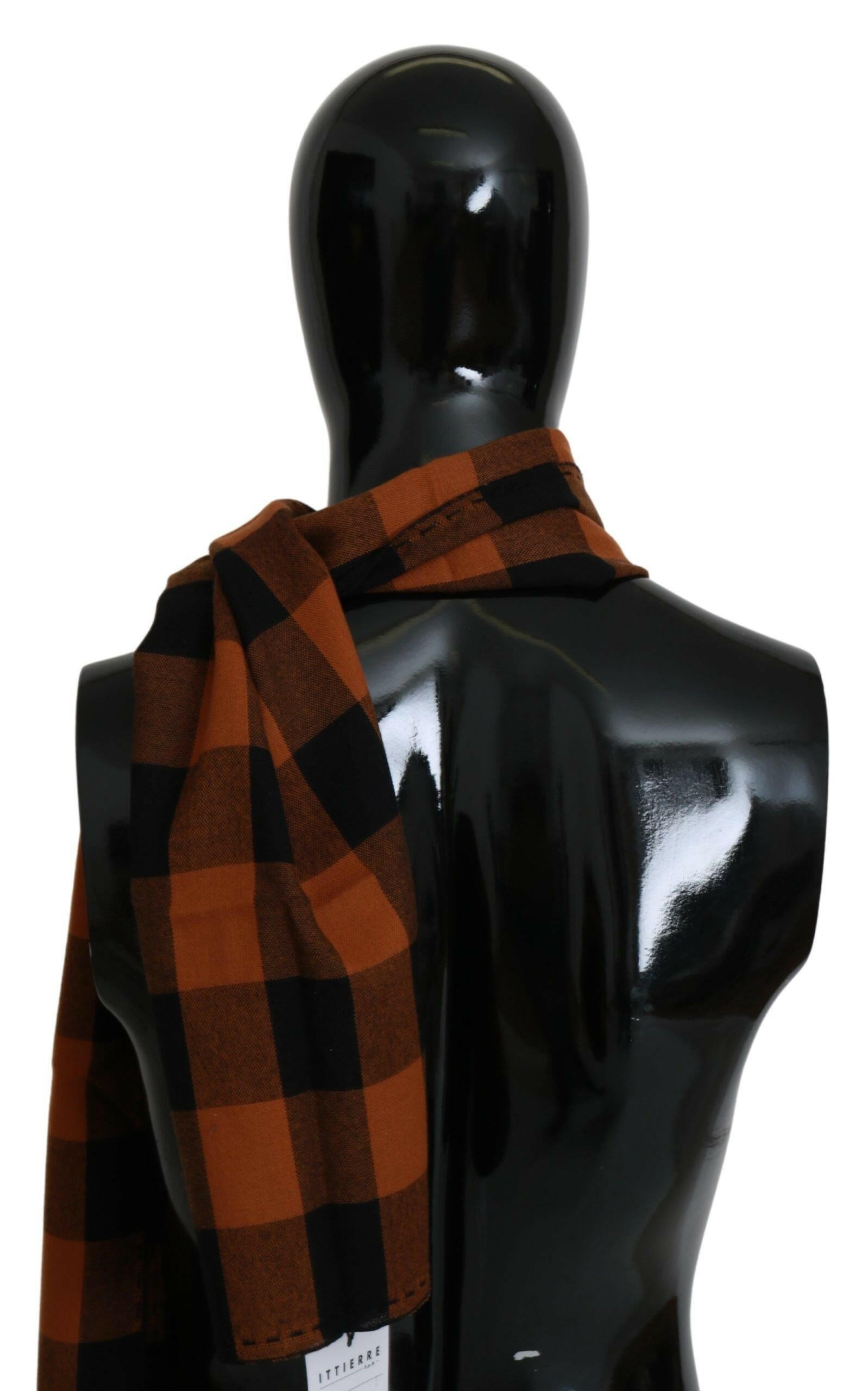 Costume National Orange Check Neck Wrap Shawl Scarf -   -  Costume National.