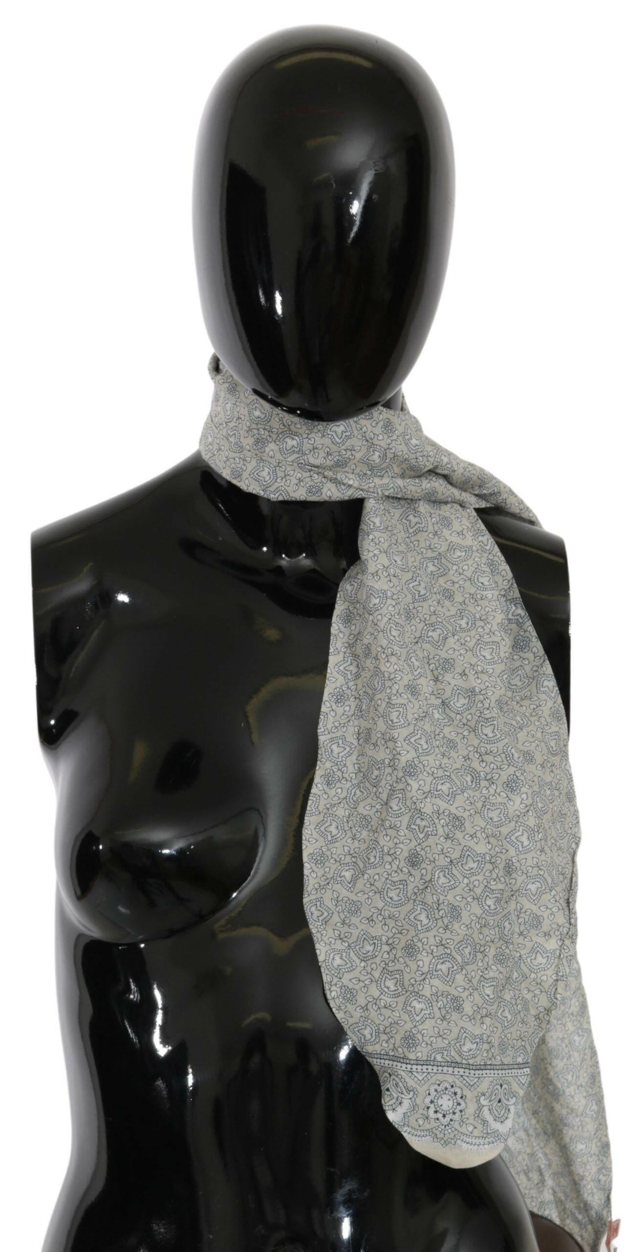 Ermanno Scervino Cotton Beige Blue Fantasy Print Scarf -   -  Ermanno Scervino.