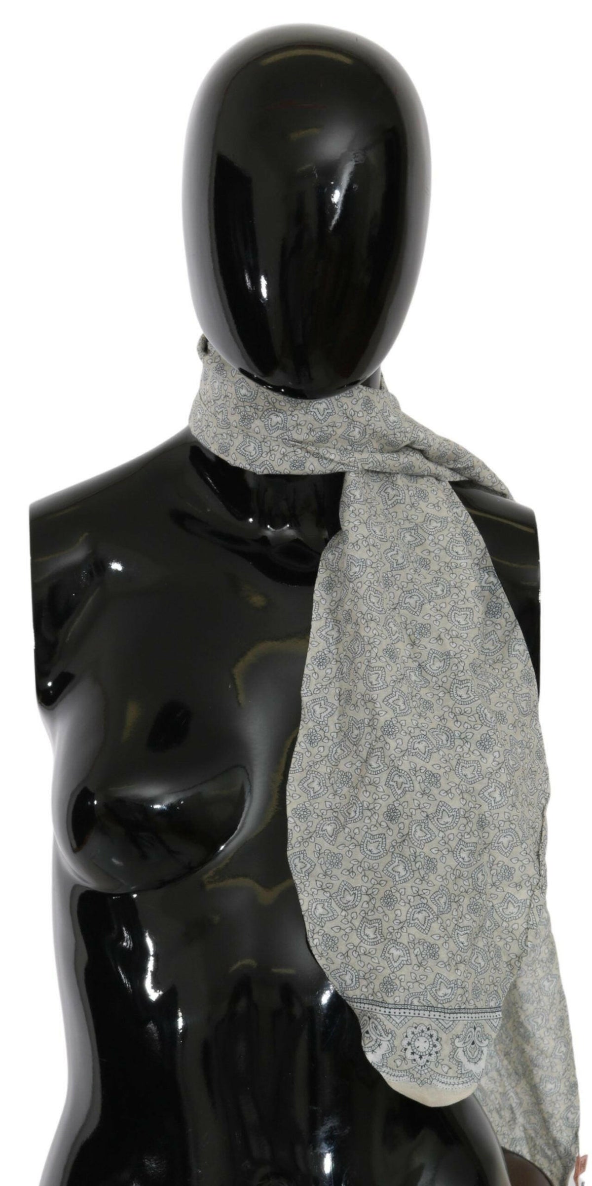 Ermanno Scervino Cotton Beige Blue Fantasy Print Scarf -   -  Ermanno Scervino.